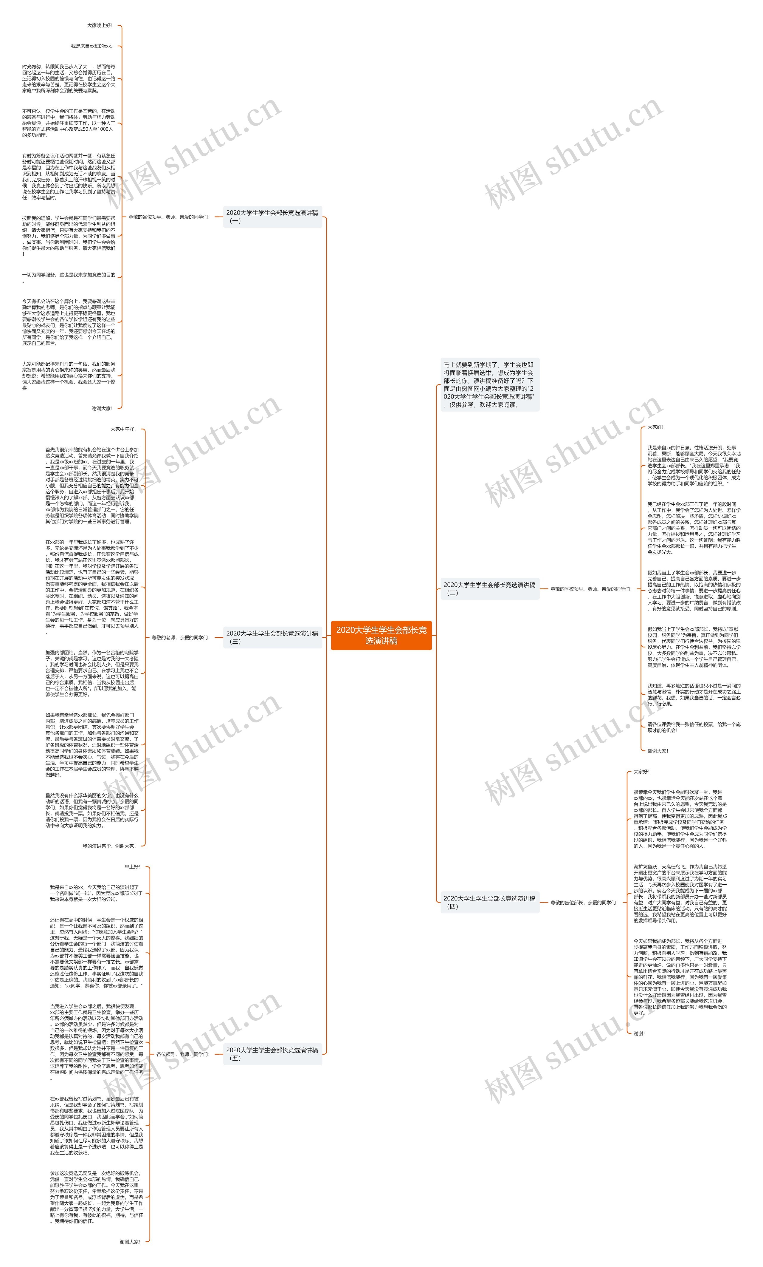 2020大学生学生会部长竞选演讲稿思维导图