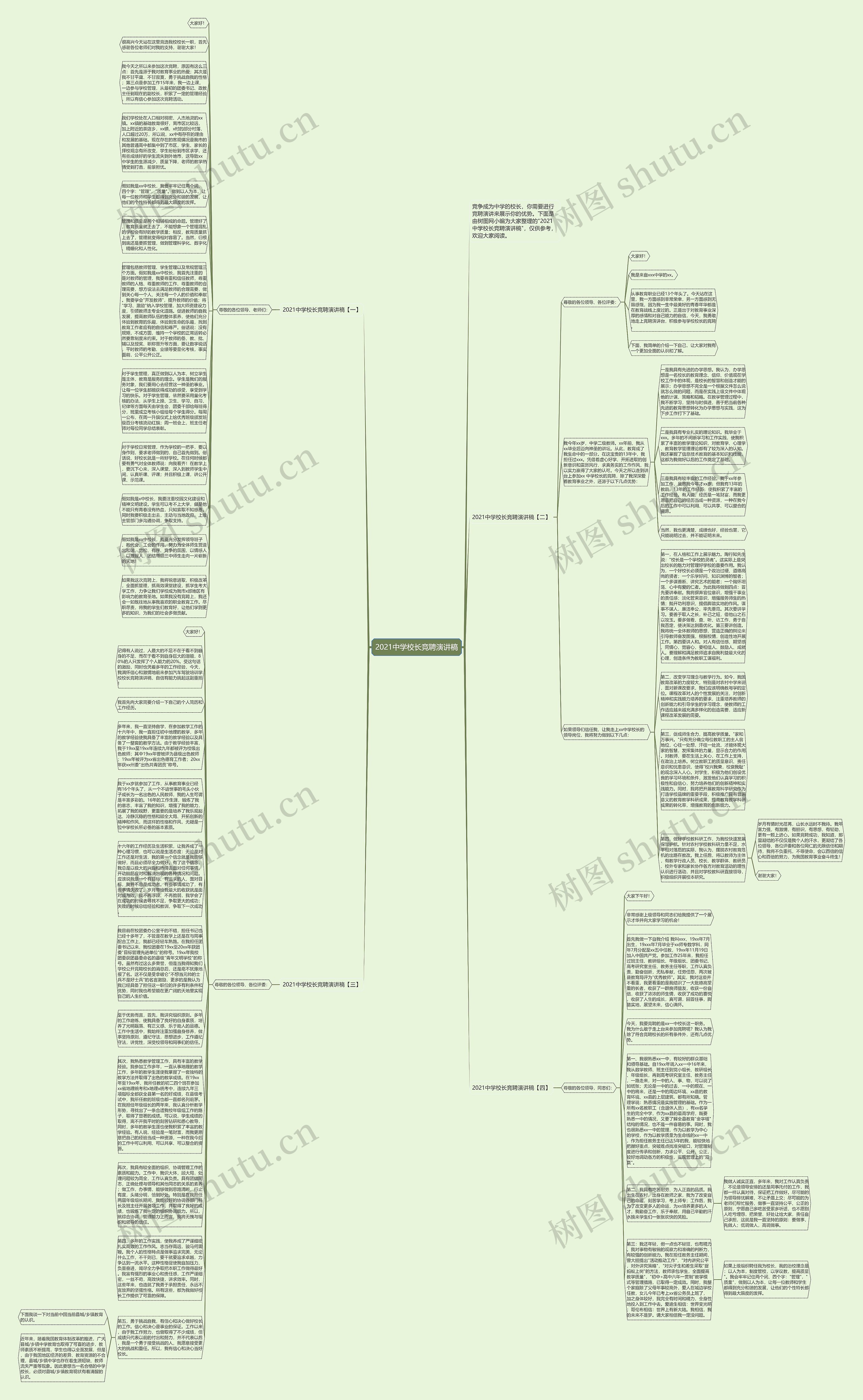 2021中学校长竞聘演讲稿思维导图