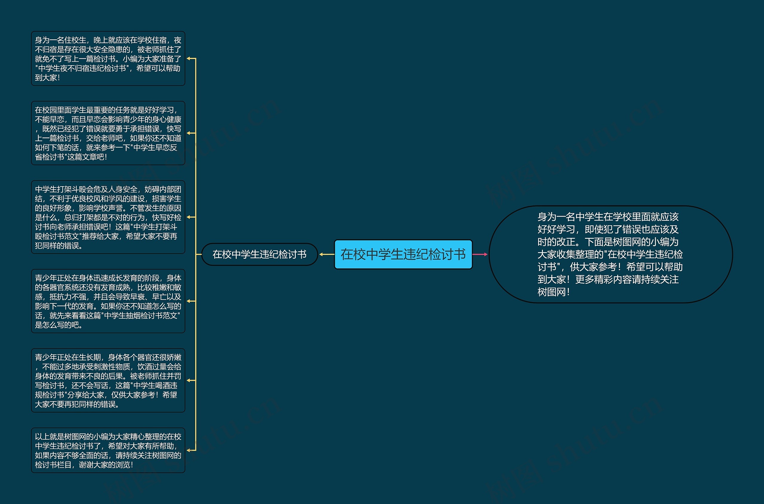 在校中学生违纪检讨书思维导图