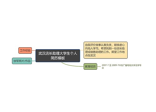 武汉店长助理大学生个人简历模板