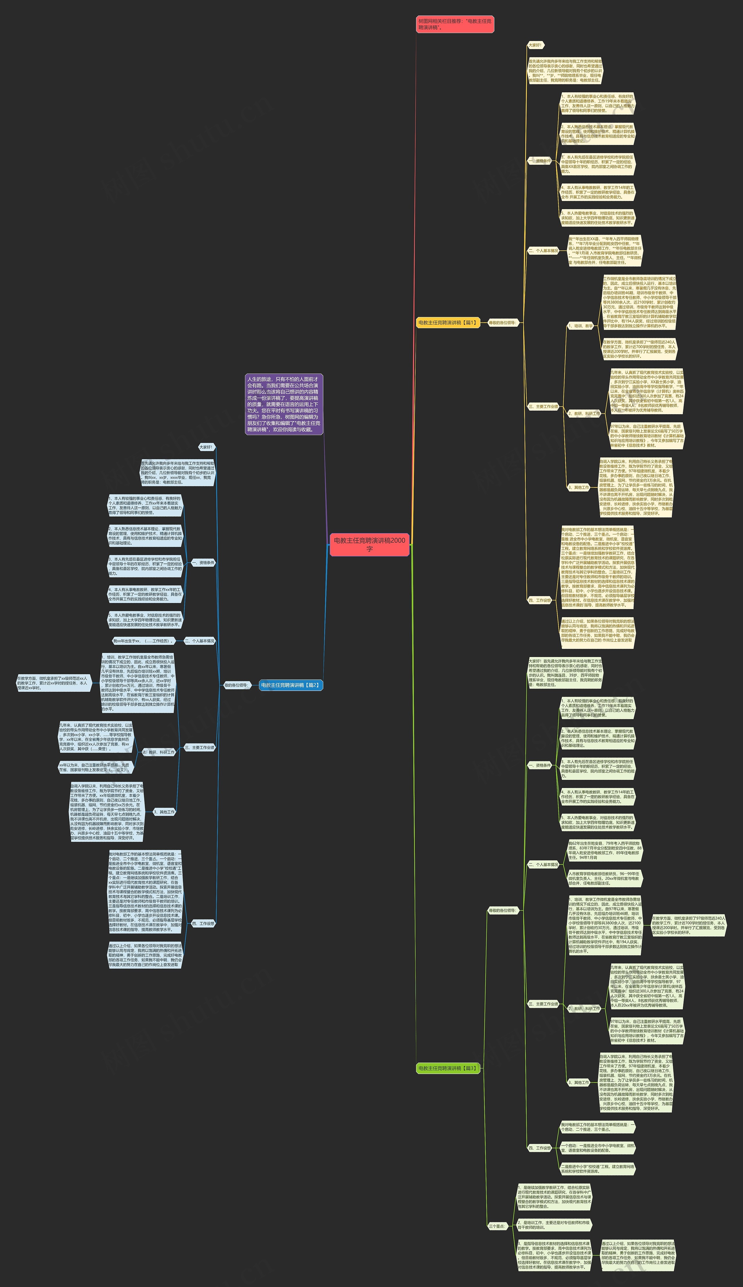 电教主任竞聘演讲稿2000字思维导图