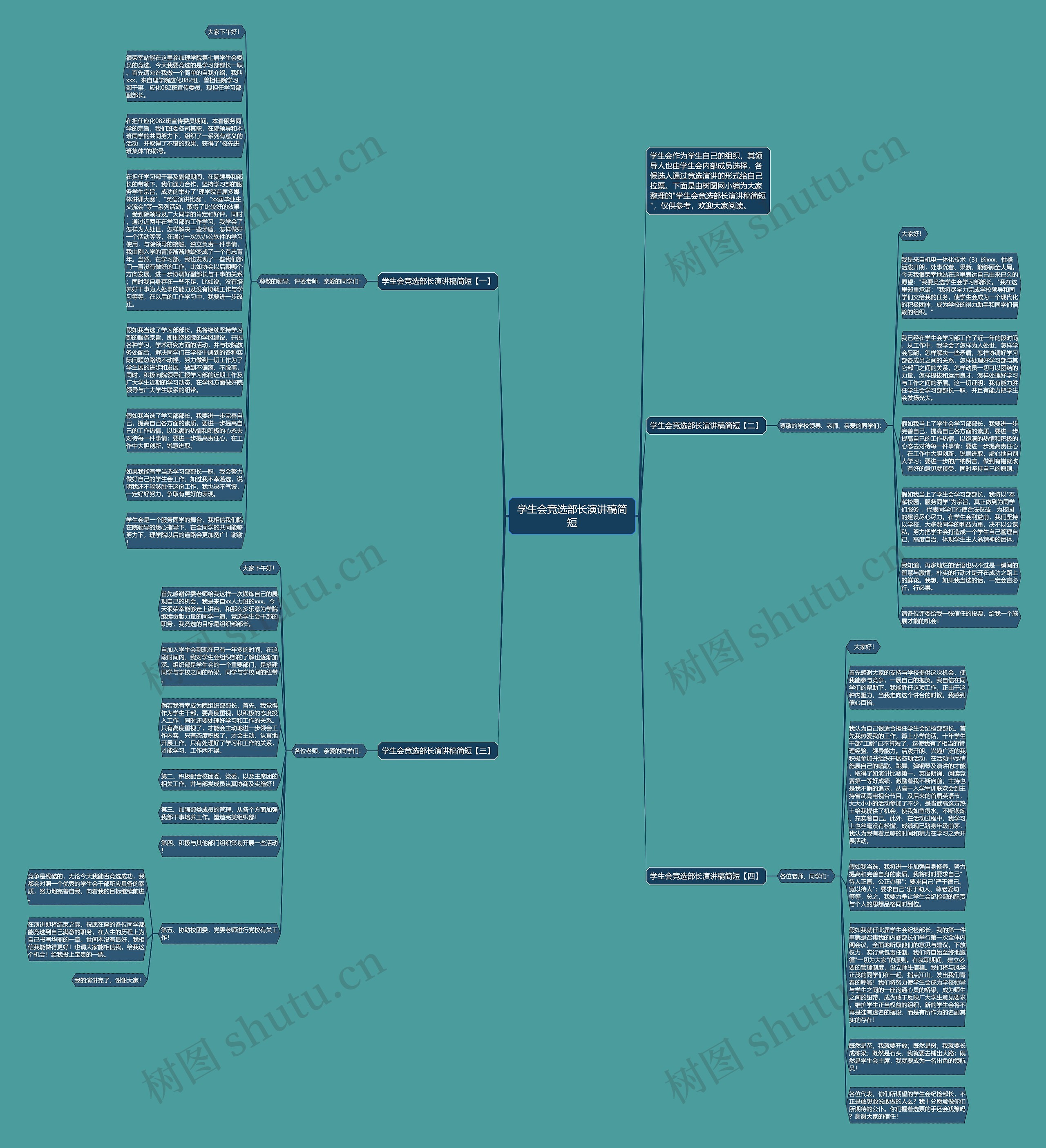 学生会竞选部长演讲稿简短思维导图