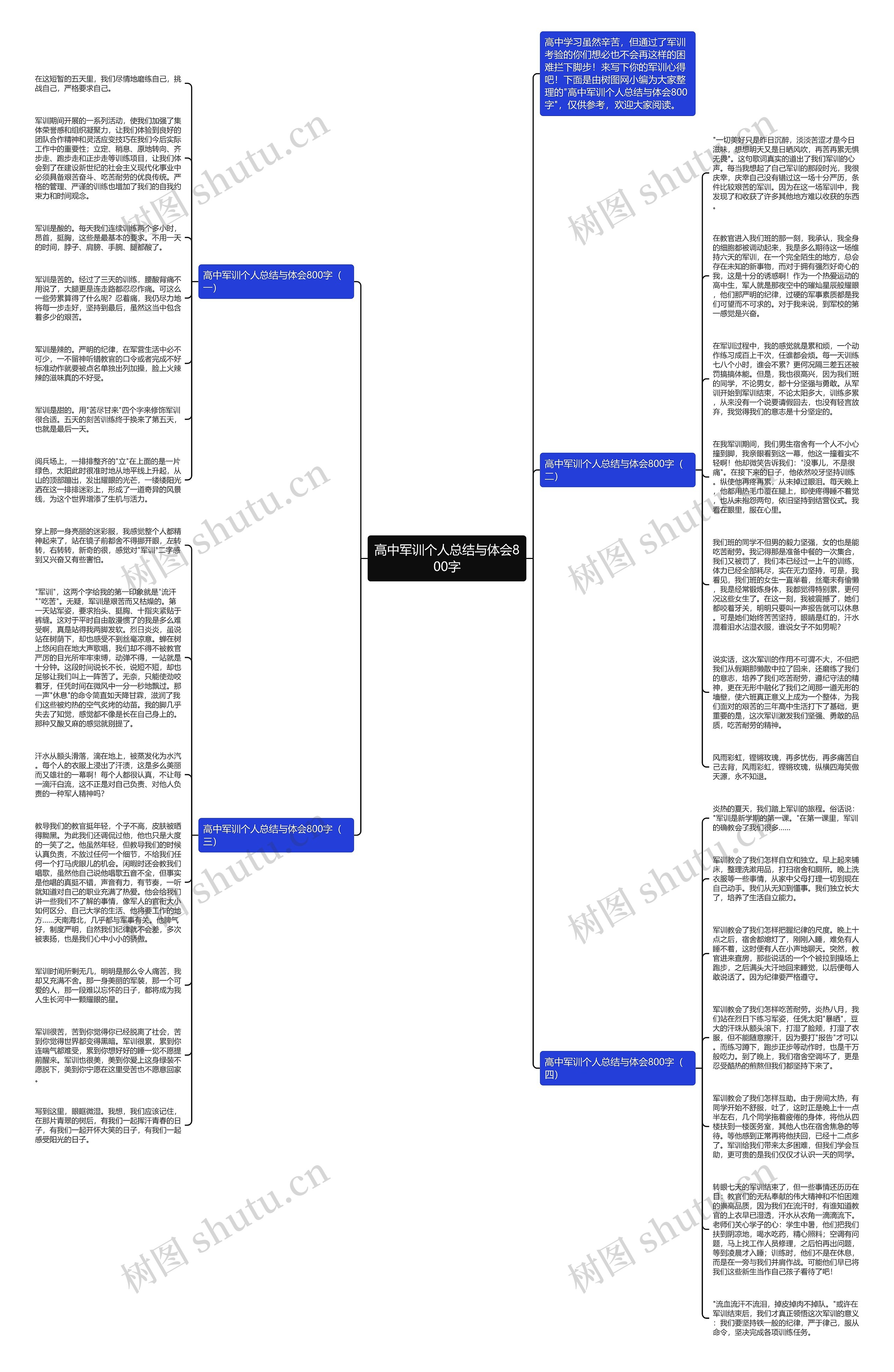 高中军训个人总结与体会800字思维导图