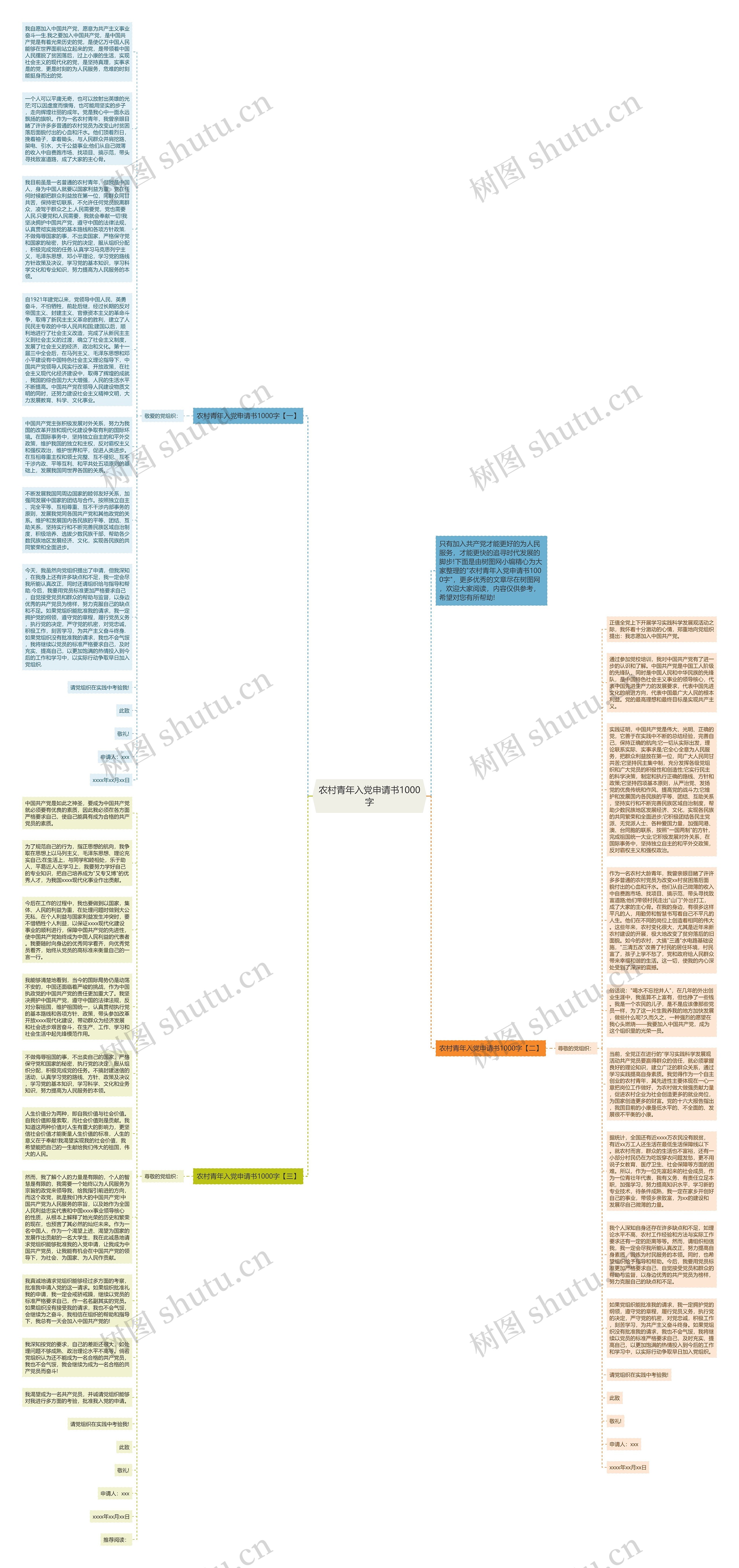 农村青年入党申请书1000字思维导图