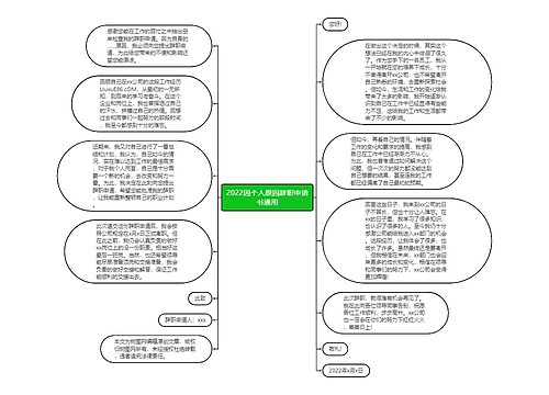 2022因个人原因辞职申请书通用