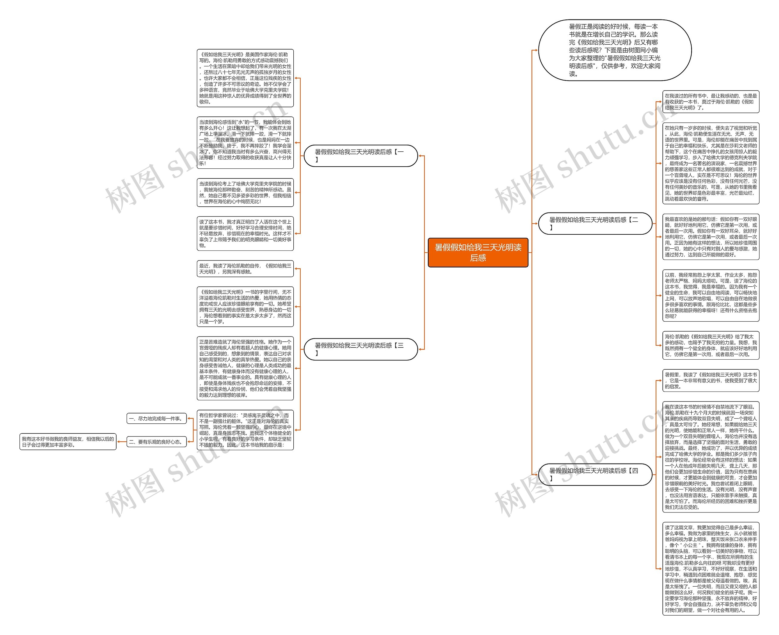 暑假假如给我三天光明读后感思维导图