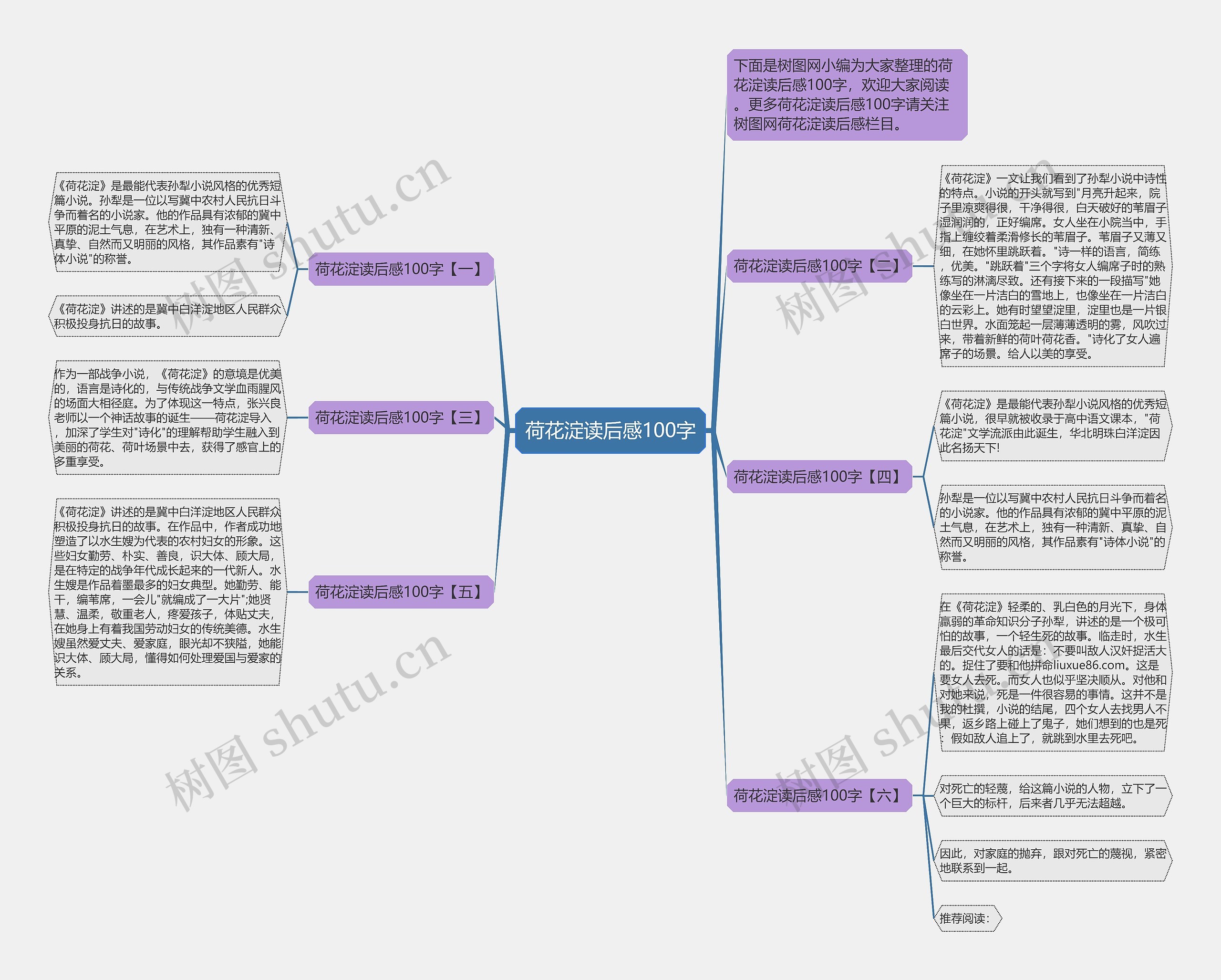 荷花淀读后感100字思维导图