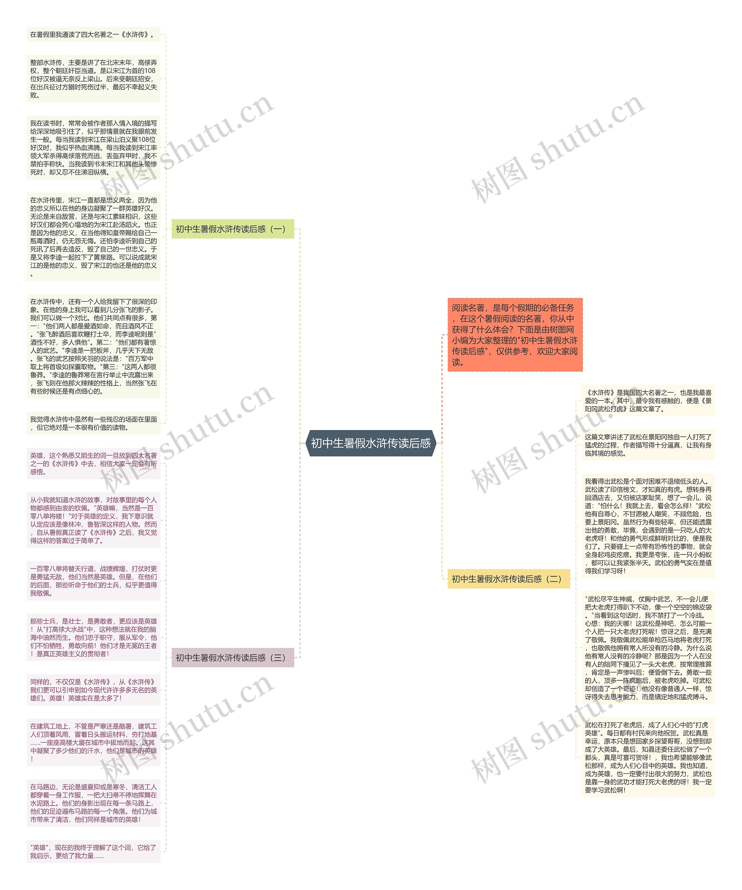 初中生暑假水浒传读后感思维导图