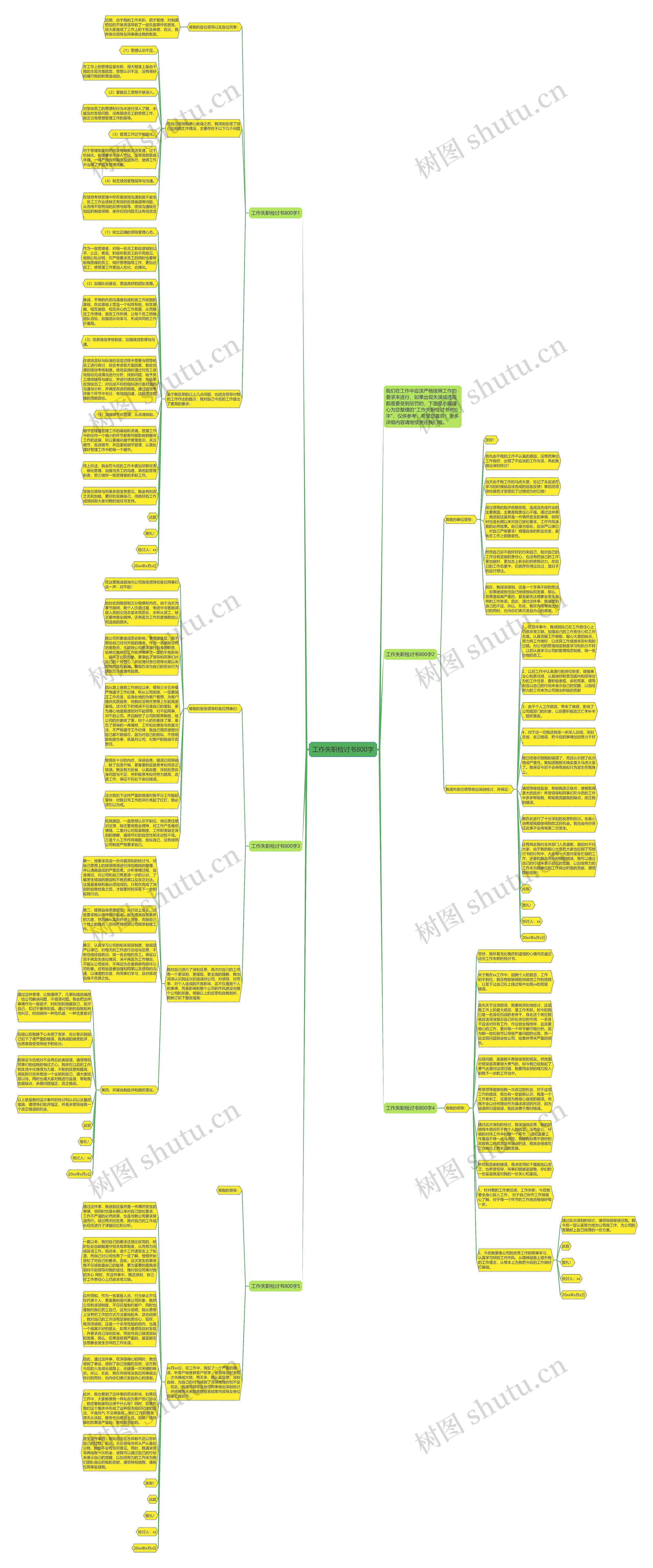 工作失职检讨书800字思维导图