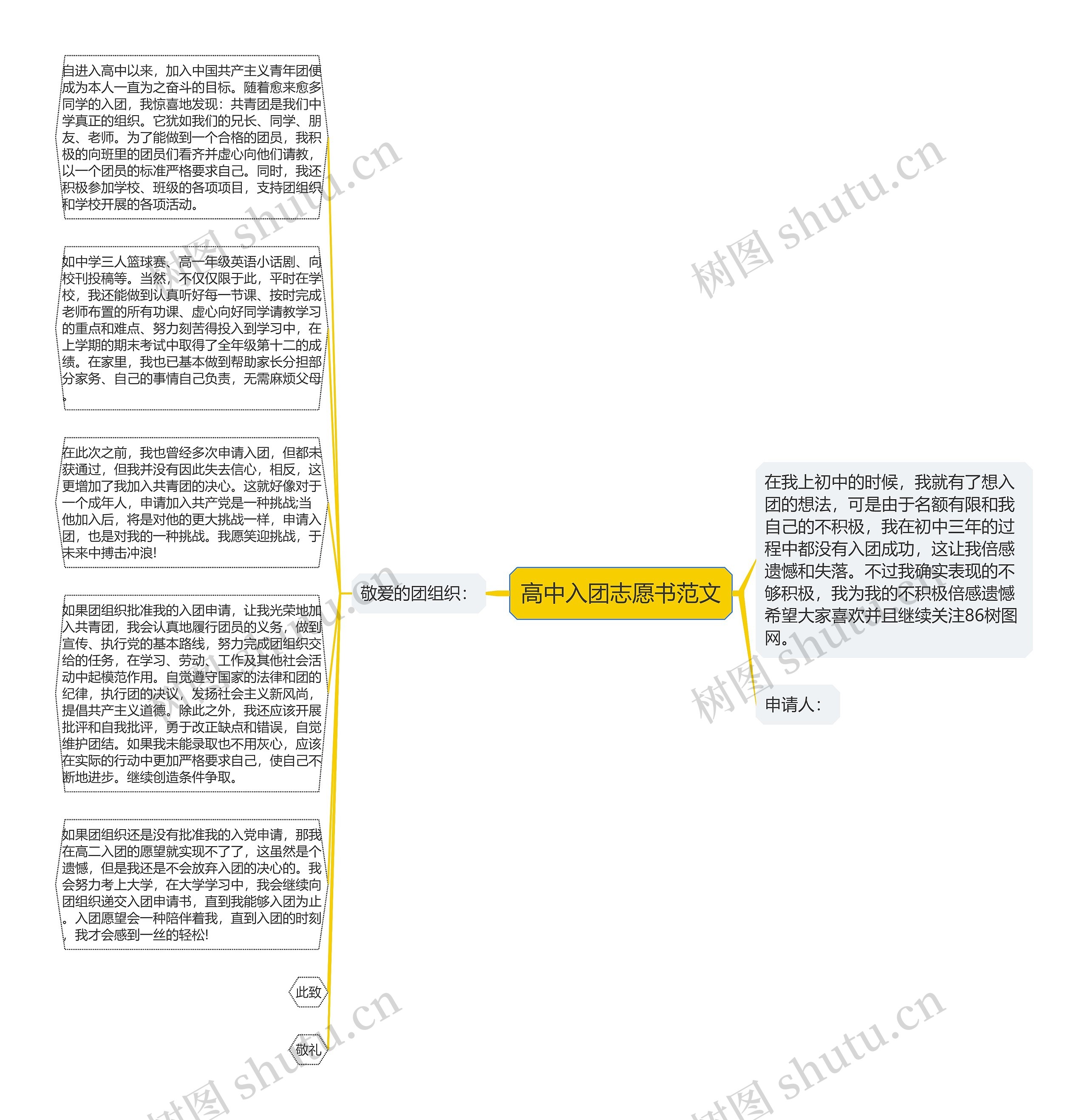 高中入团志愿书范文思维导图