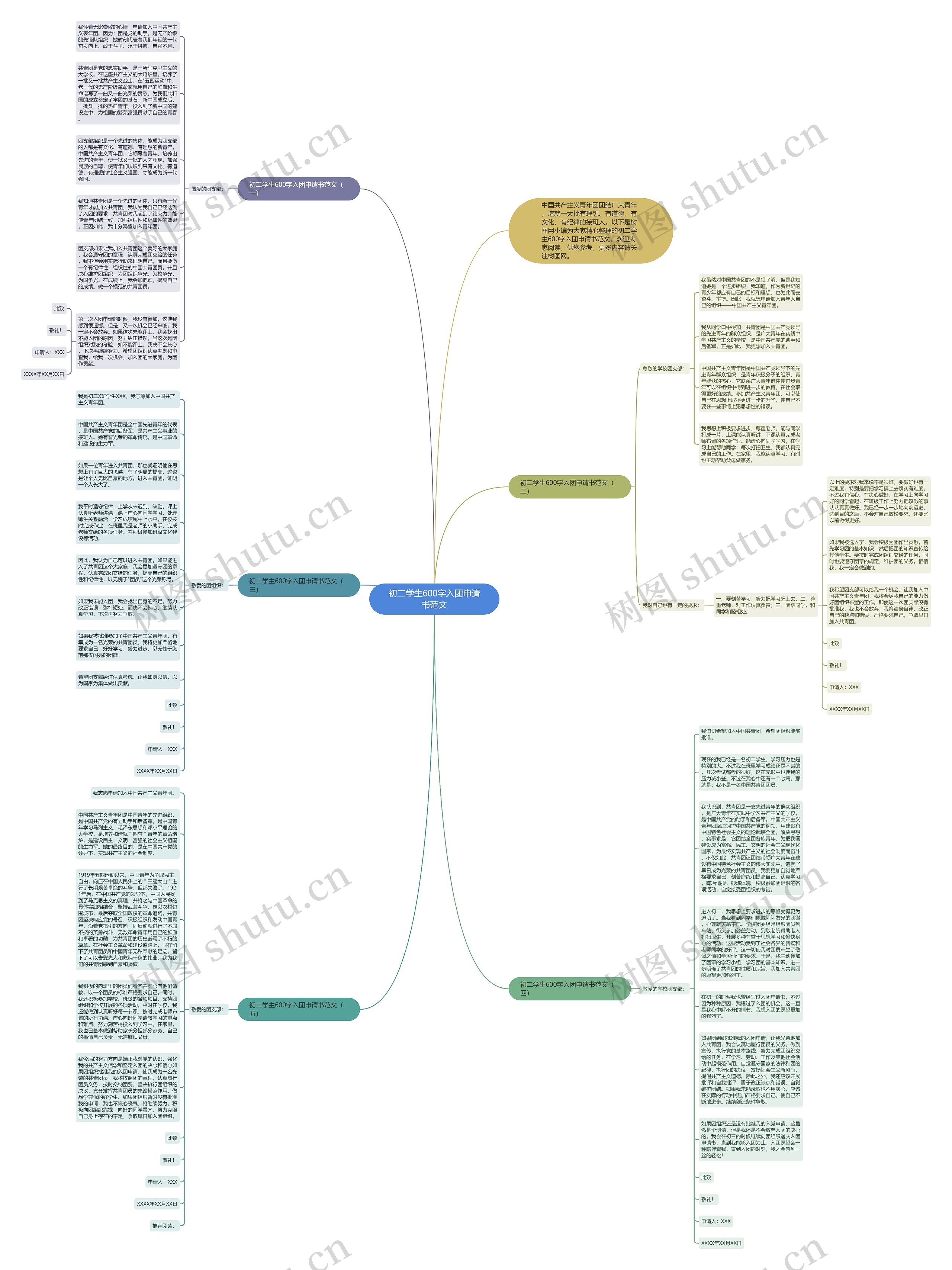 初二学生600字入团申请书范文思维导图