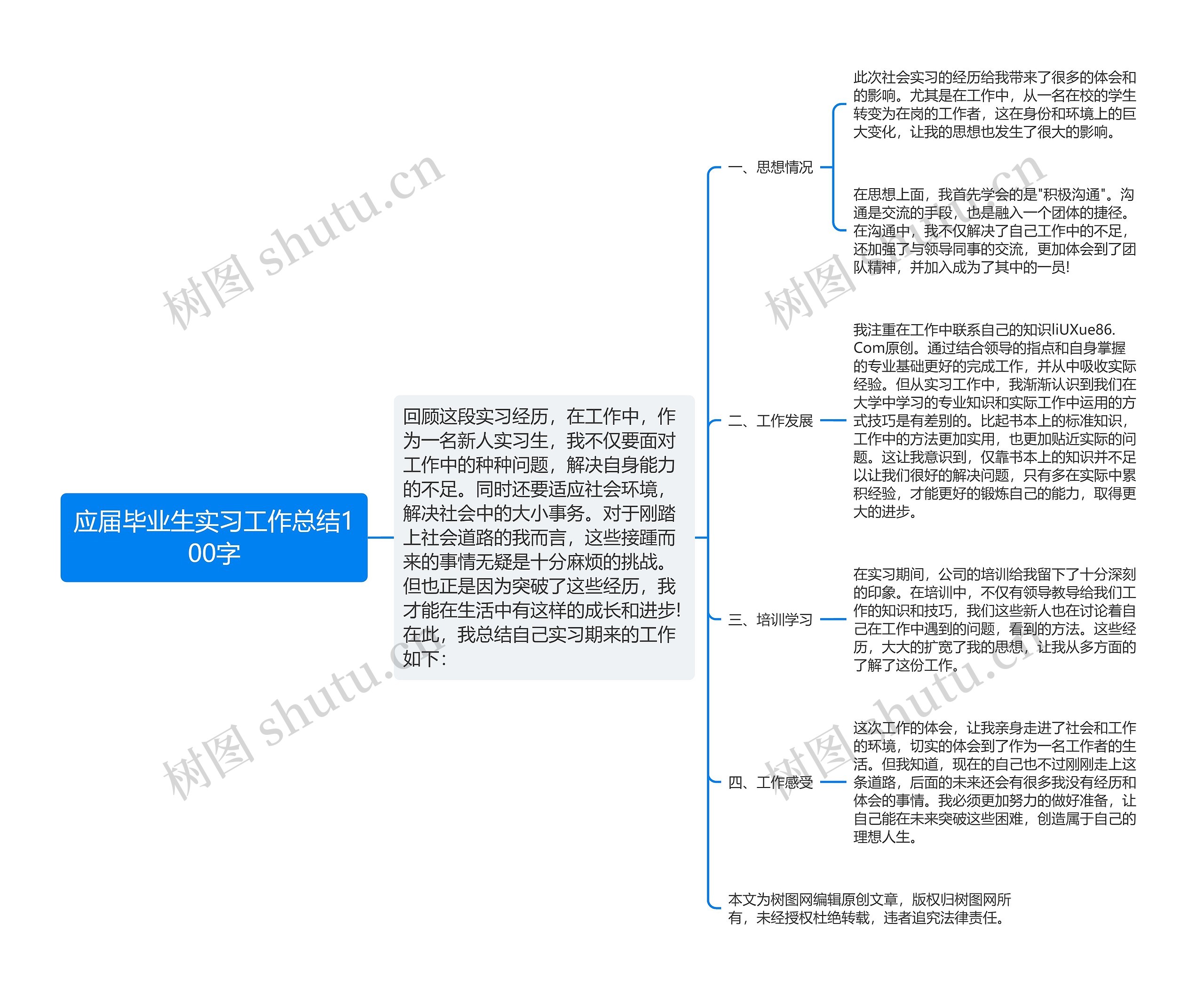 应届毕业生实习工作总结100字