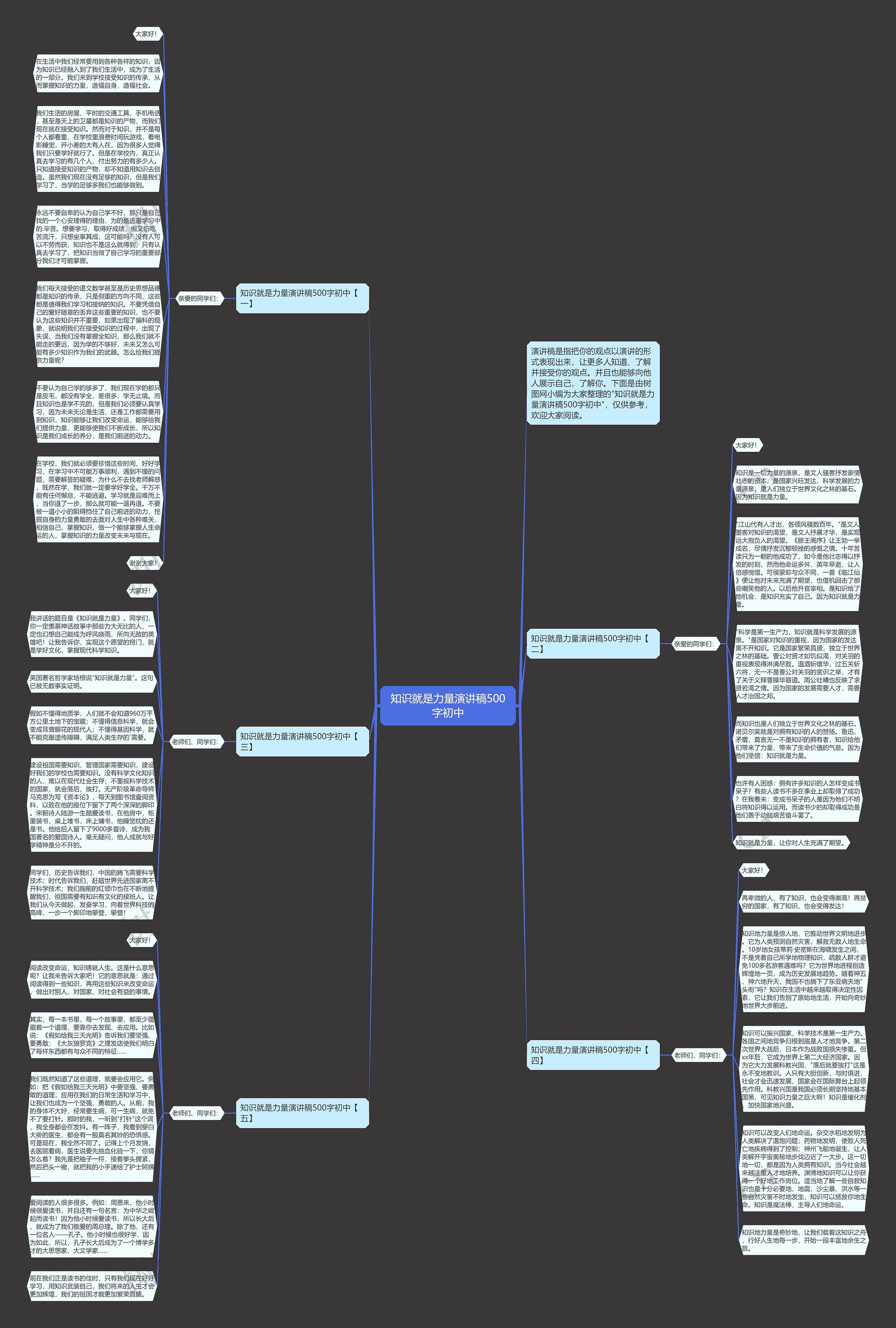 知识就是力量演讲稿500字初中思维导图