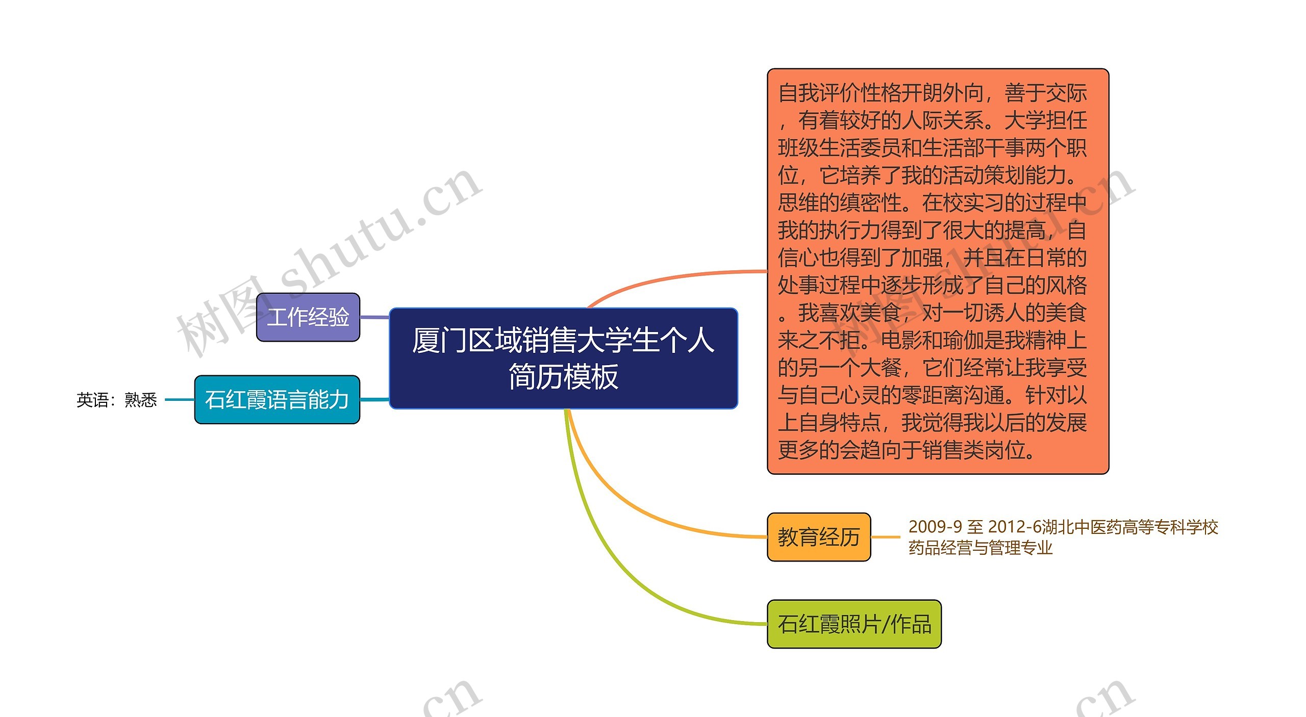 厦门区域销售大学生个人简历模板