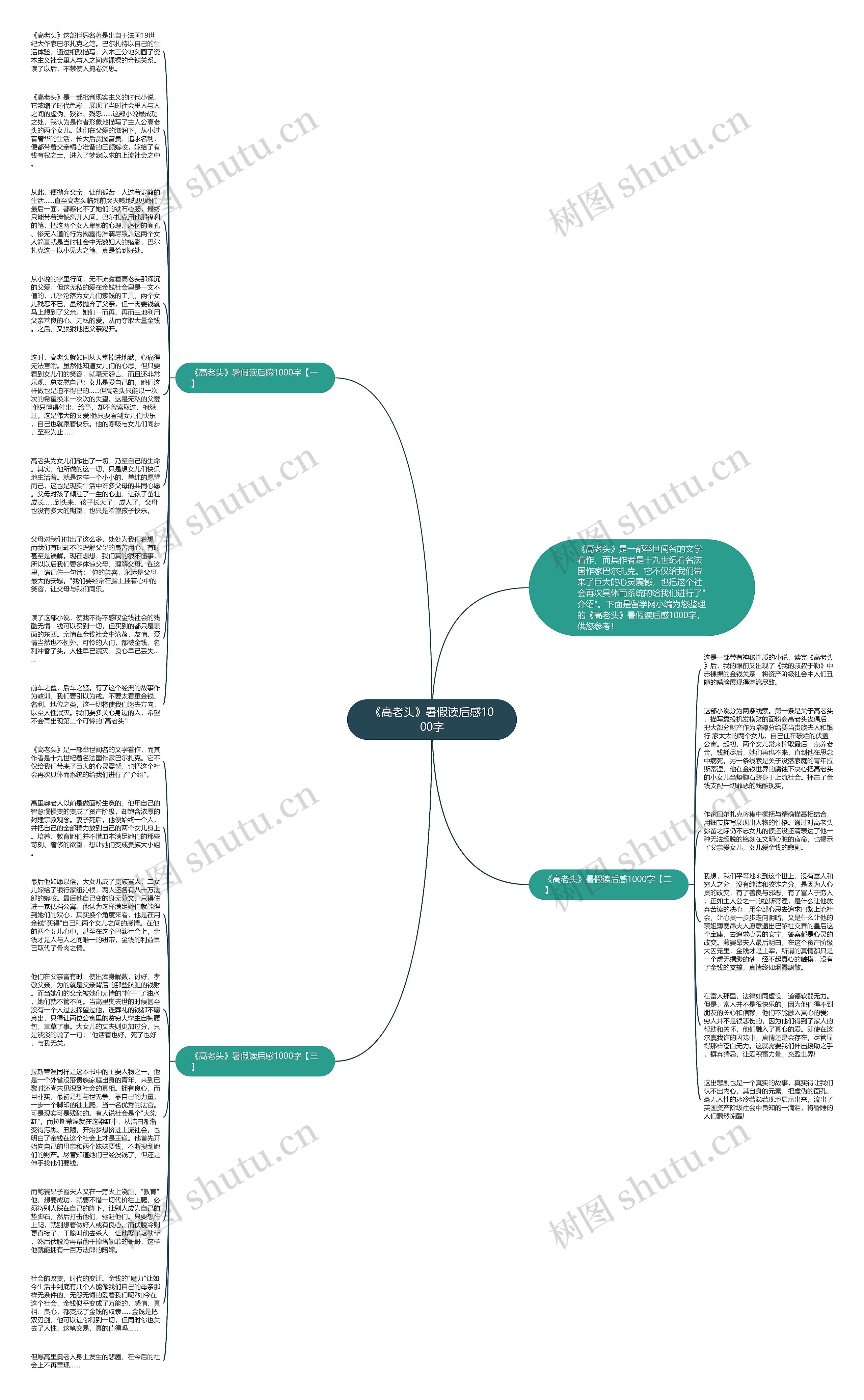 《高老头》暑假读后感1000字思维导图