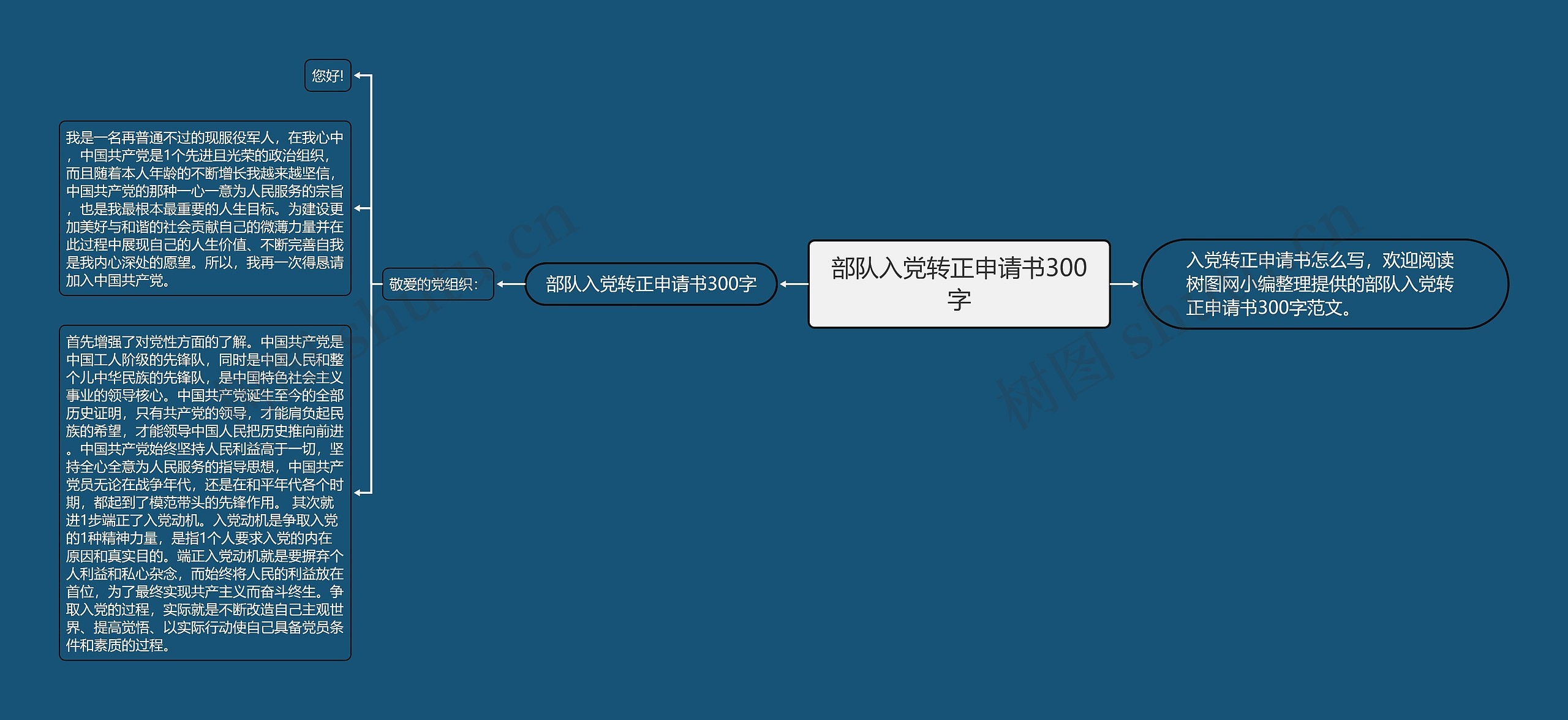 部队入党转正申请书300字思维导图