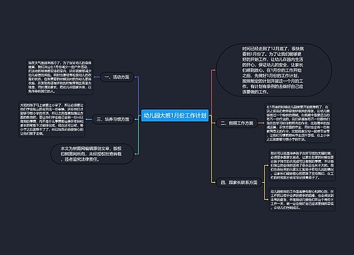 幼儿园大班1月份工作计划