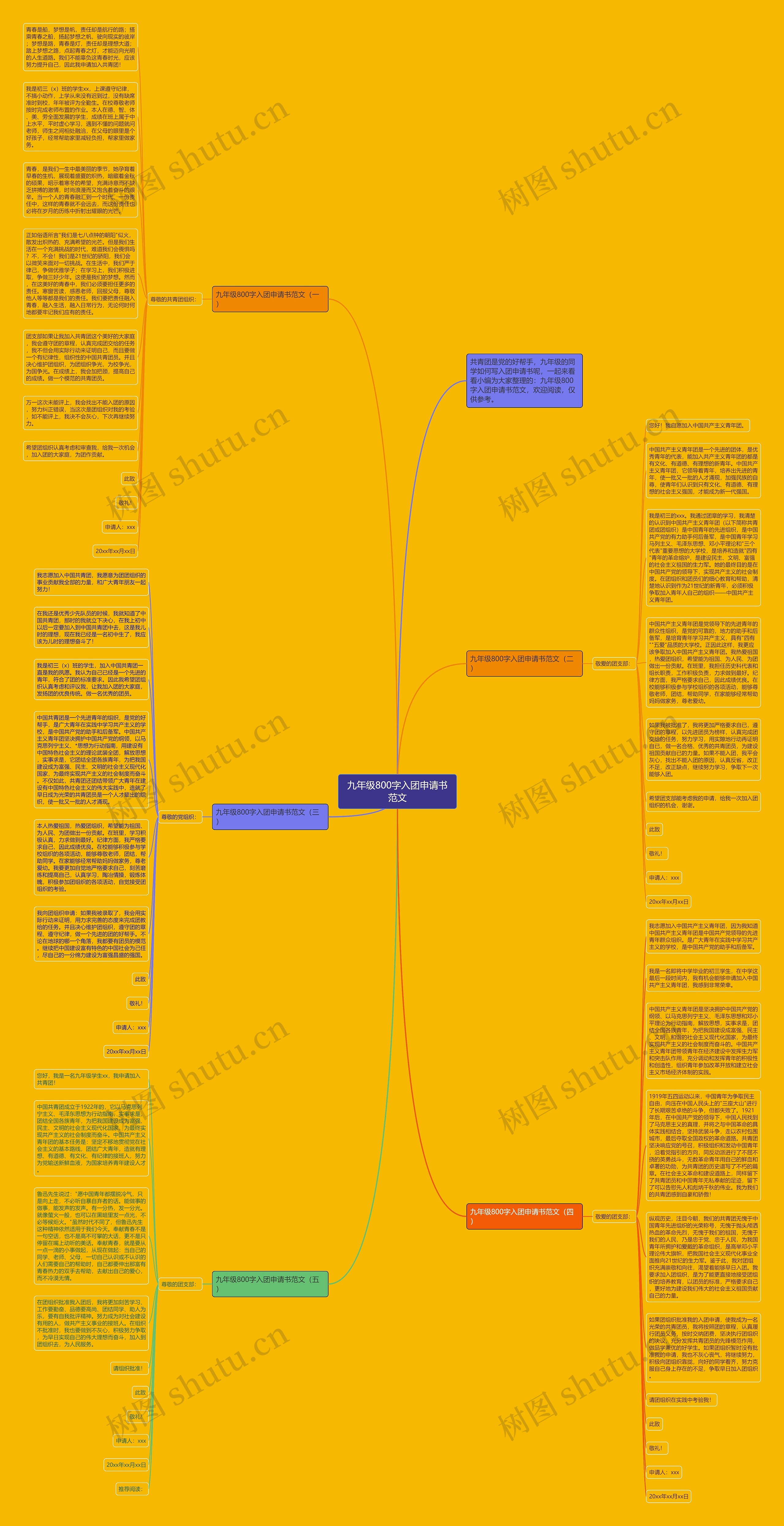九年级800字入团申请书范文思维导图