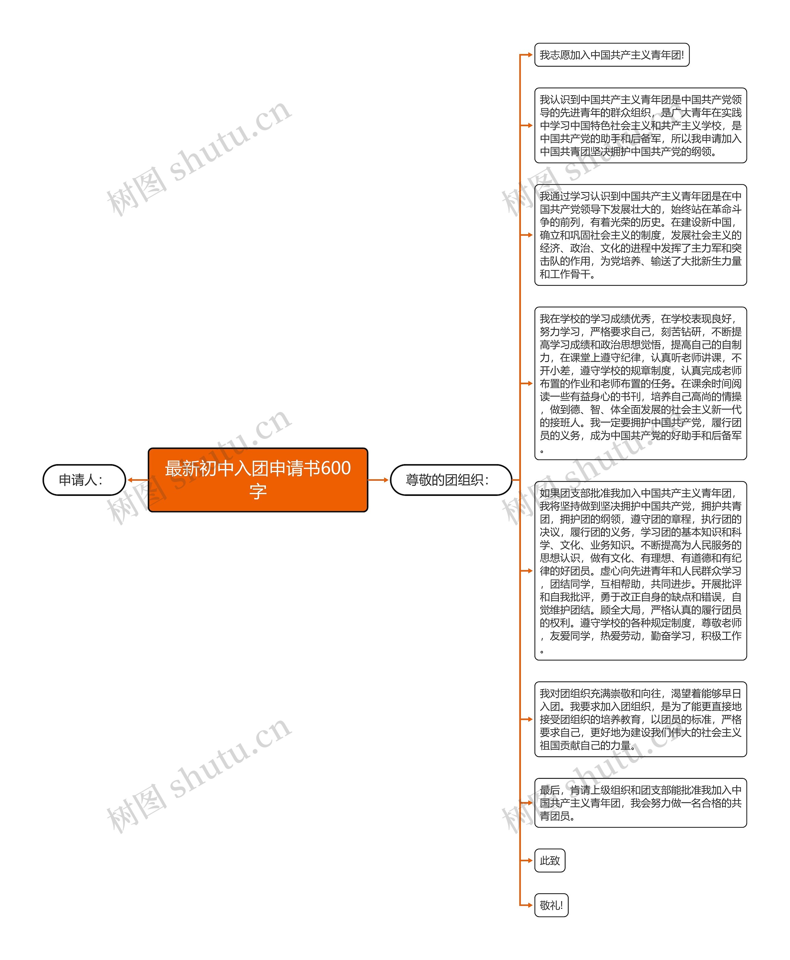 最新初中入团申请书600字思维导图