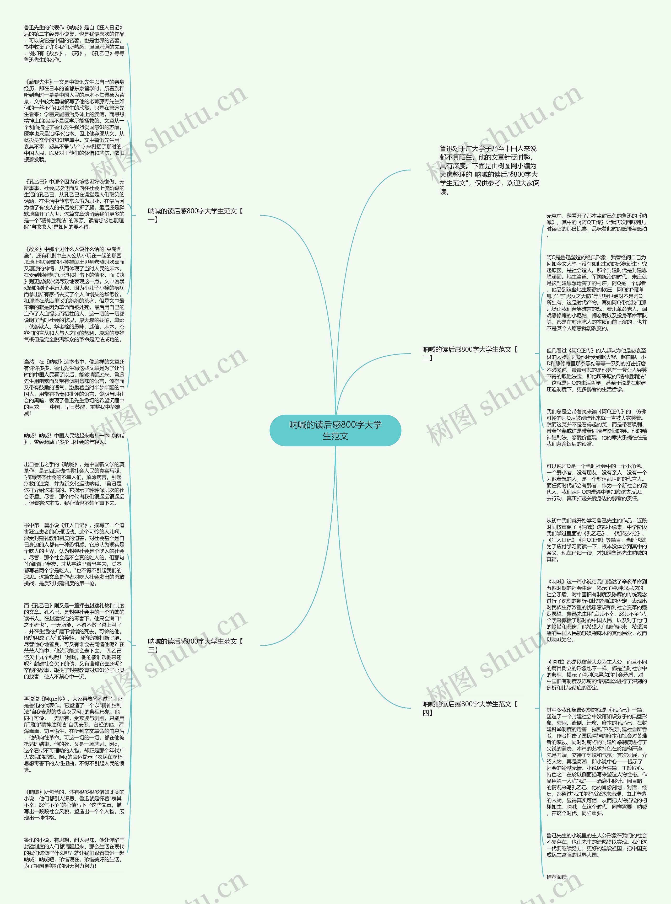 呐喊的读后感800字大学生范文思维导图