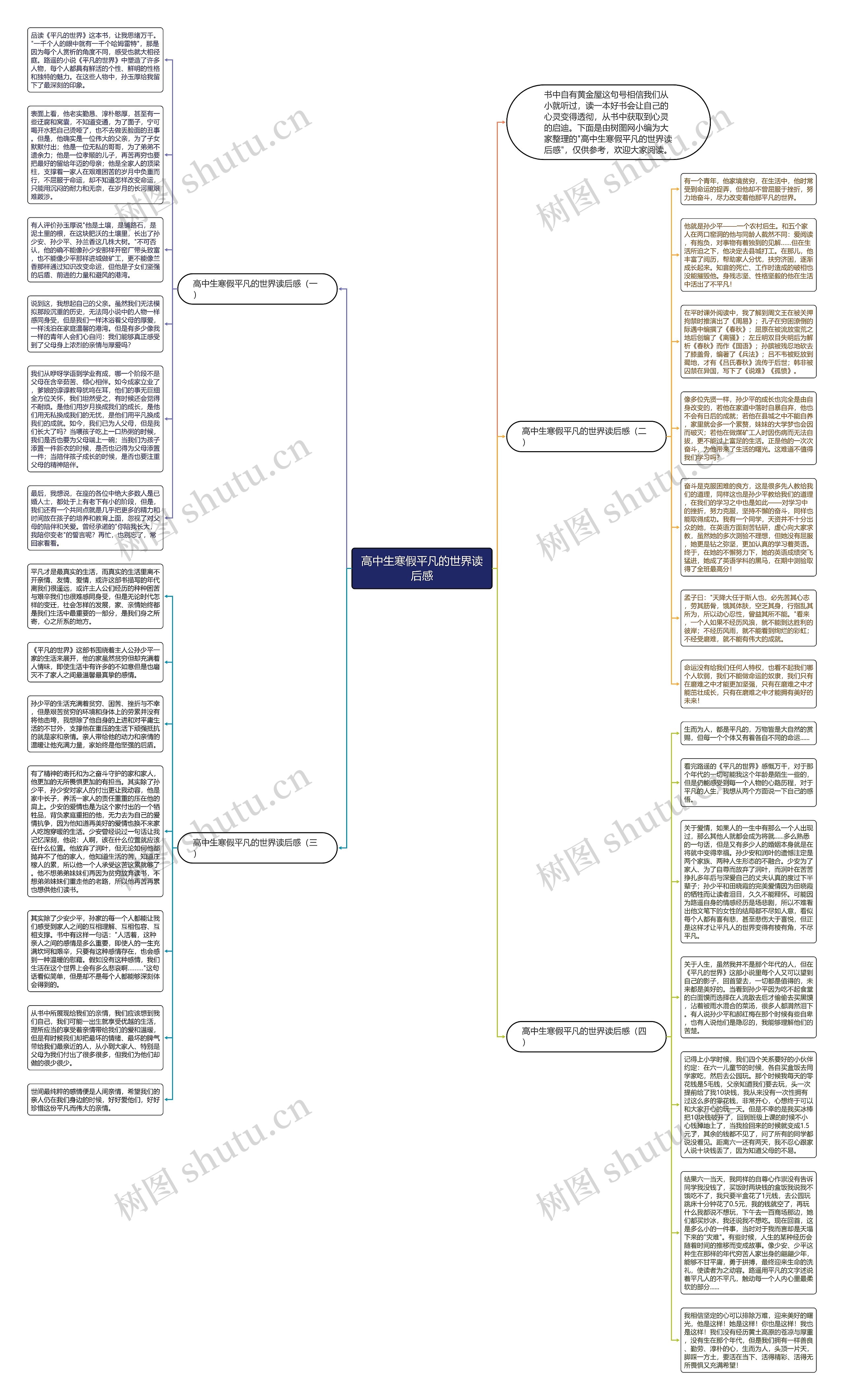 高中生寒假平凡的世界读后感思维导图