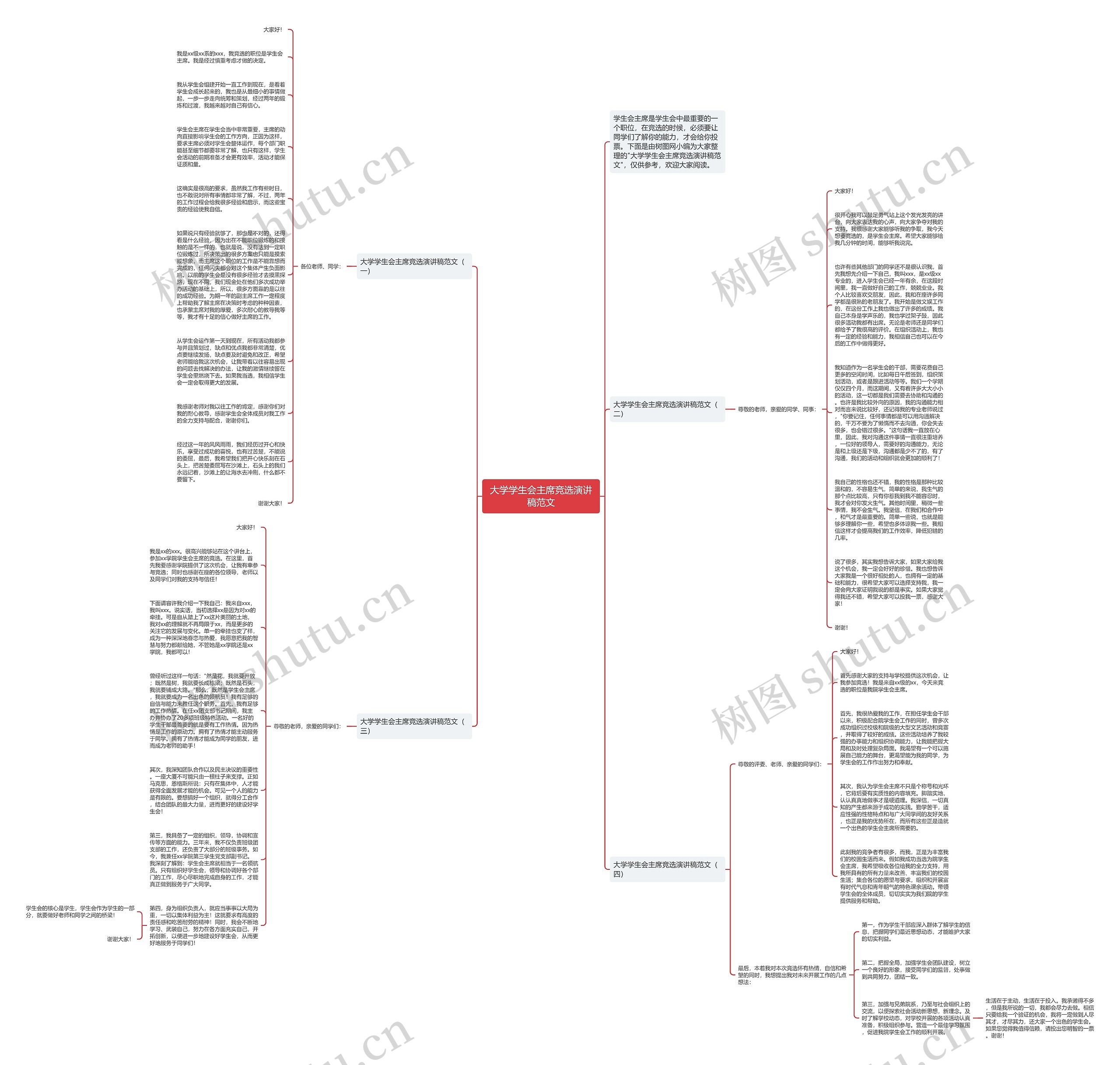 大学学生会主席竞选演讲稿范文思维导图