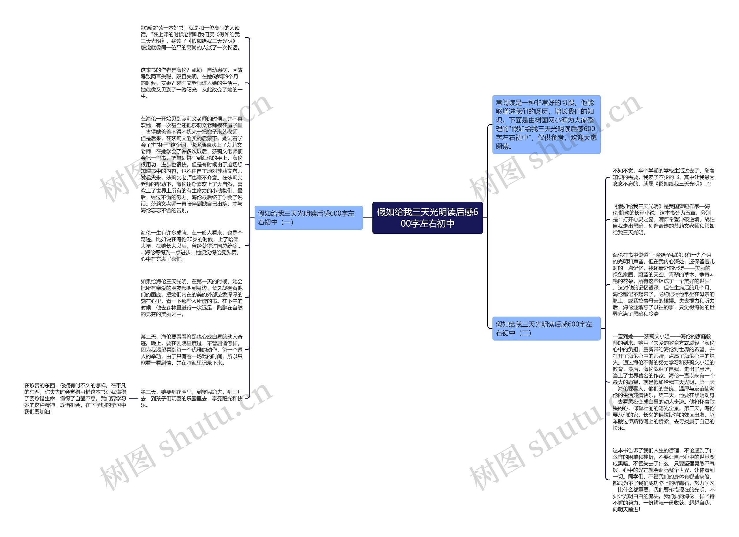 假如给我三天光明读后感600字左右初中思维导图
