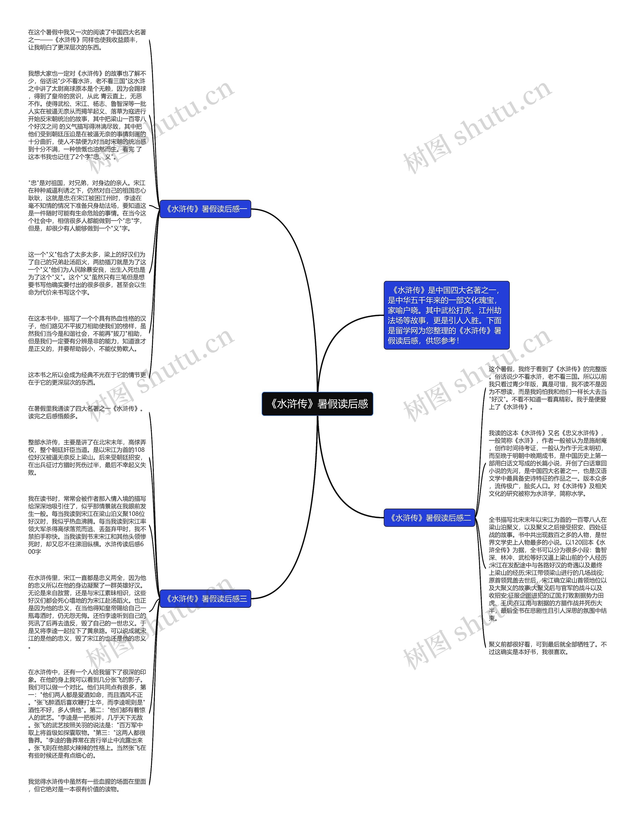 《水浒传》暑假读后感思维导图