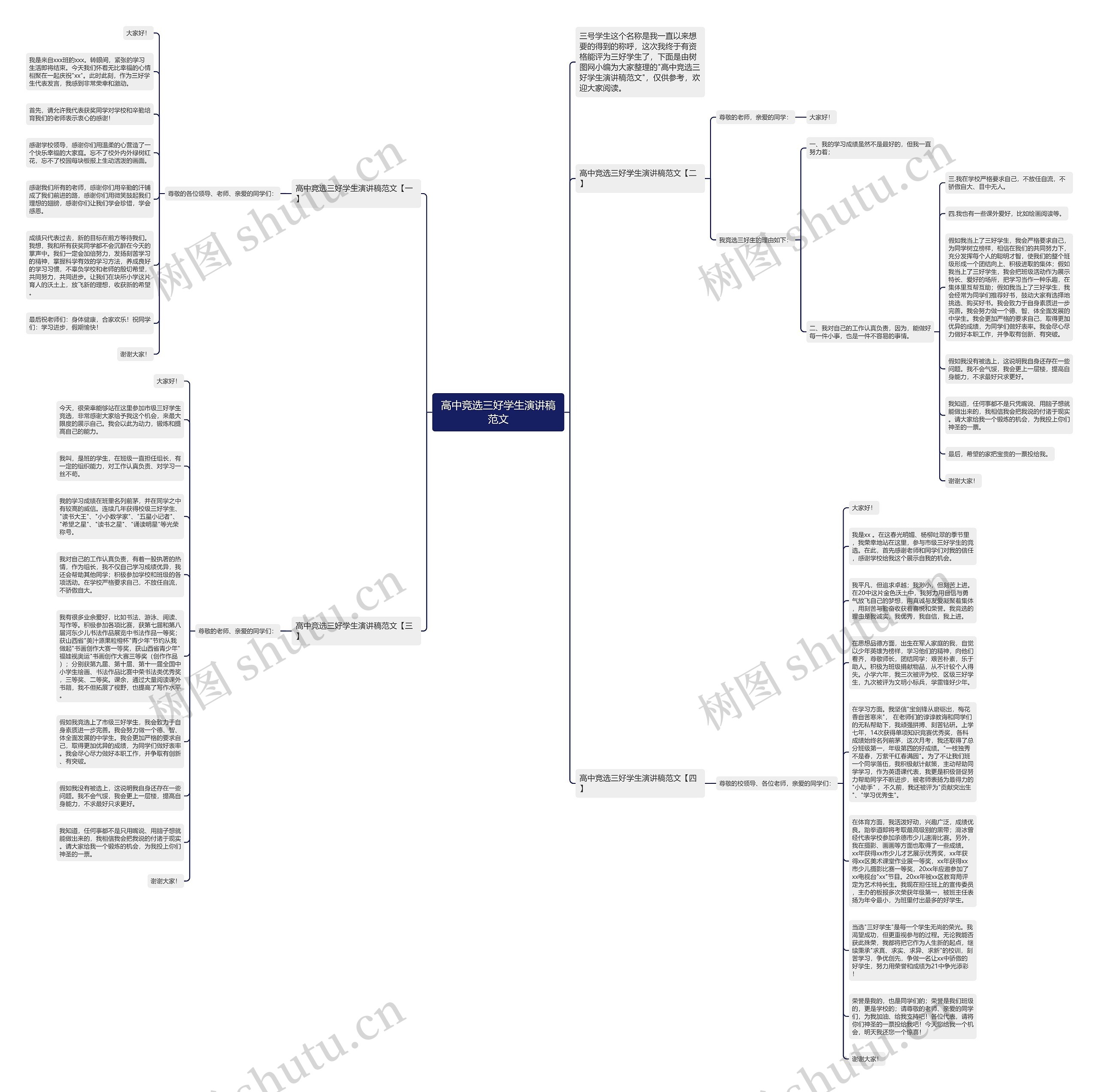 高中竞选三好学生演讲稿范文思维导图