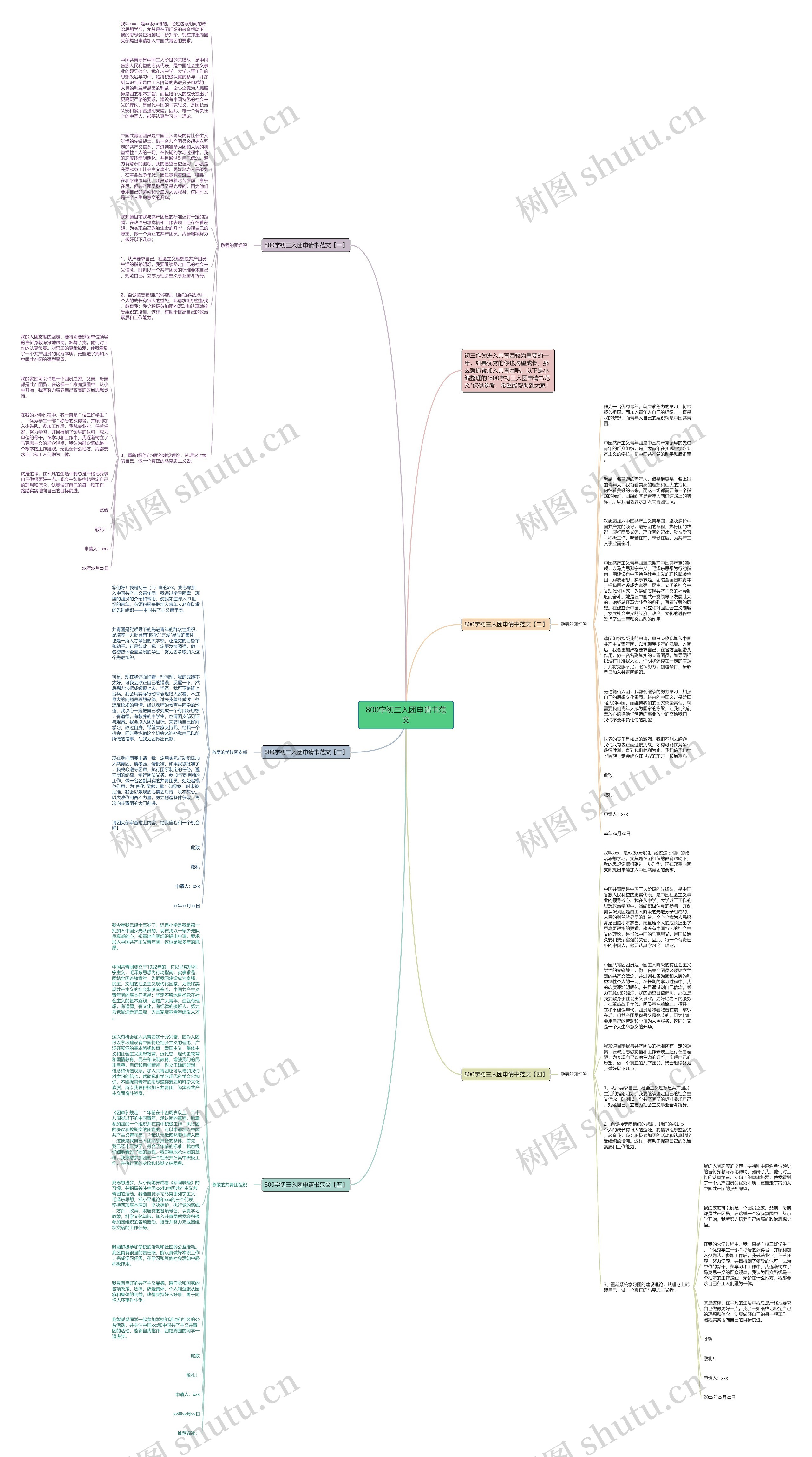 800字初三入团申请书范文思维导图