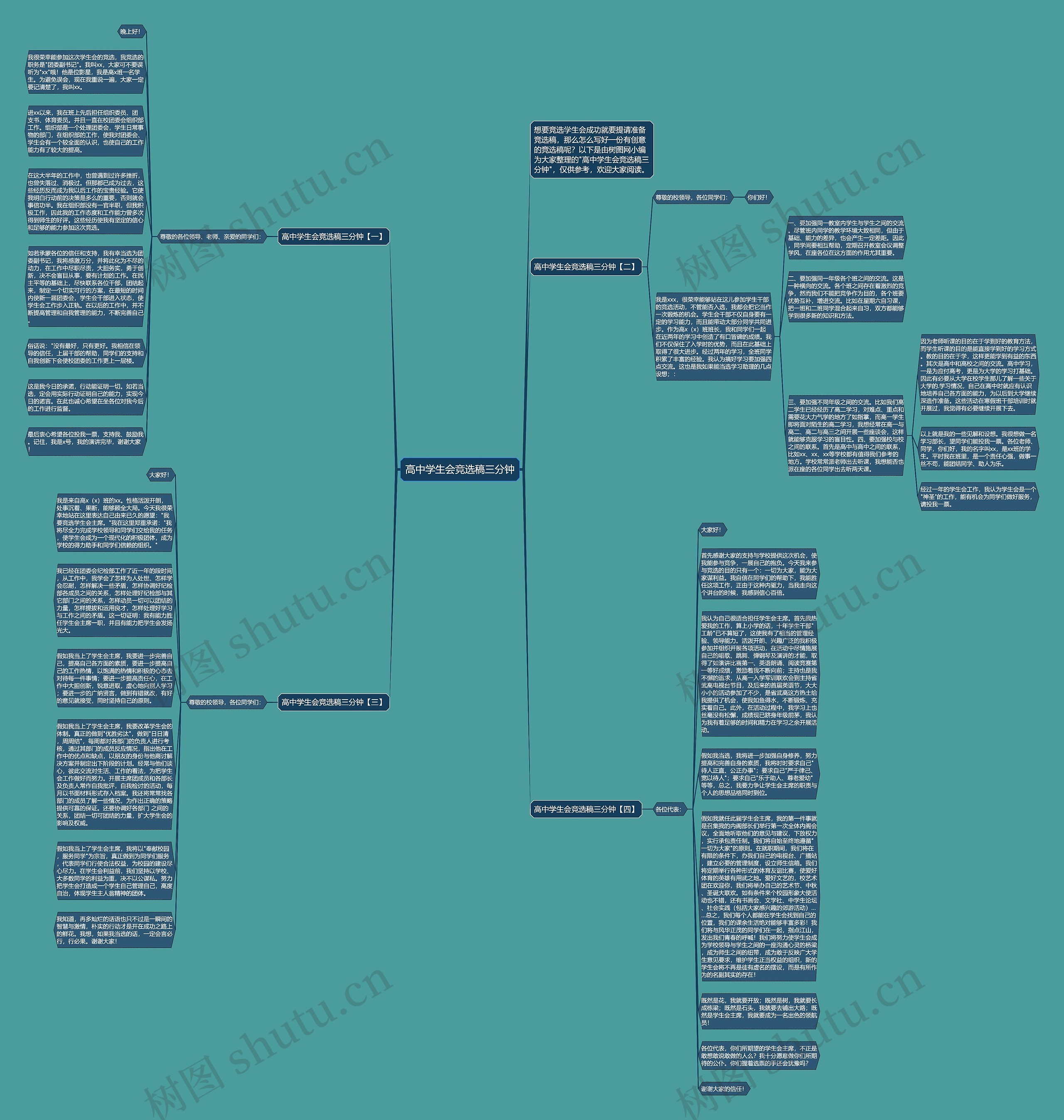 高中学生会竞选稿三分钟思维导图