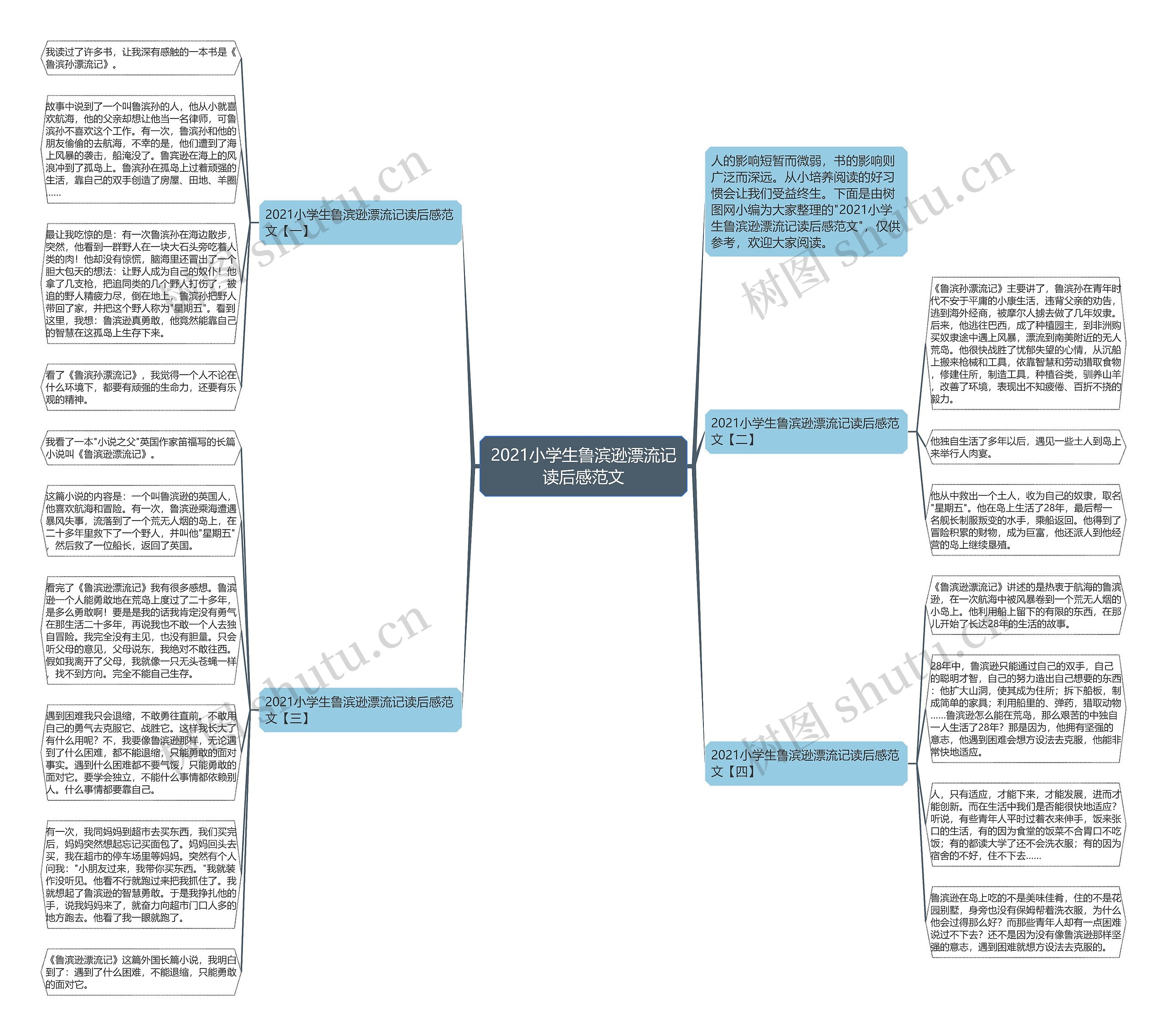 2021小学生鲁滨逊漂流记读后感范文思维导图