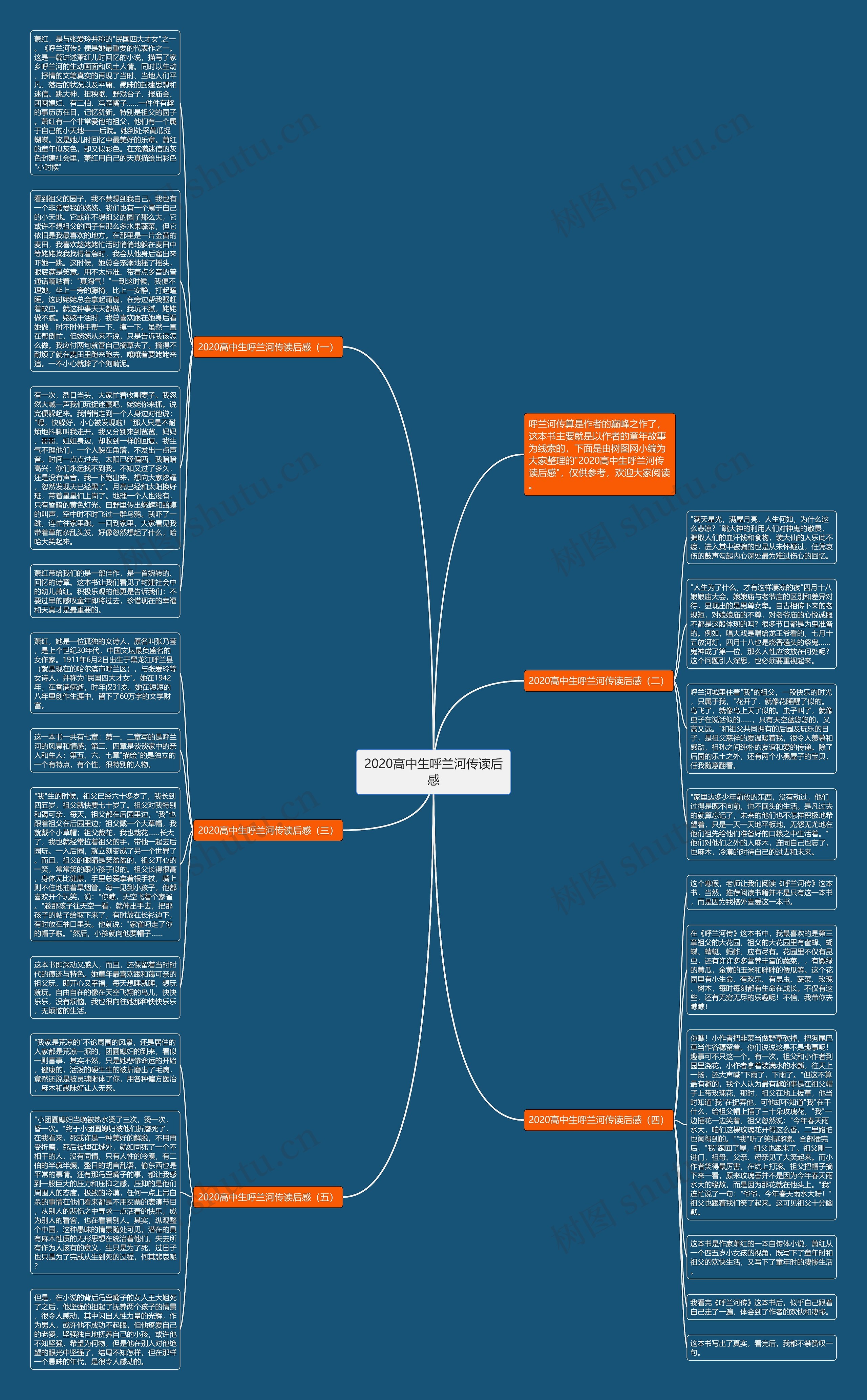 2020高中生呼兰河传读后感思维导图