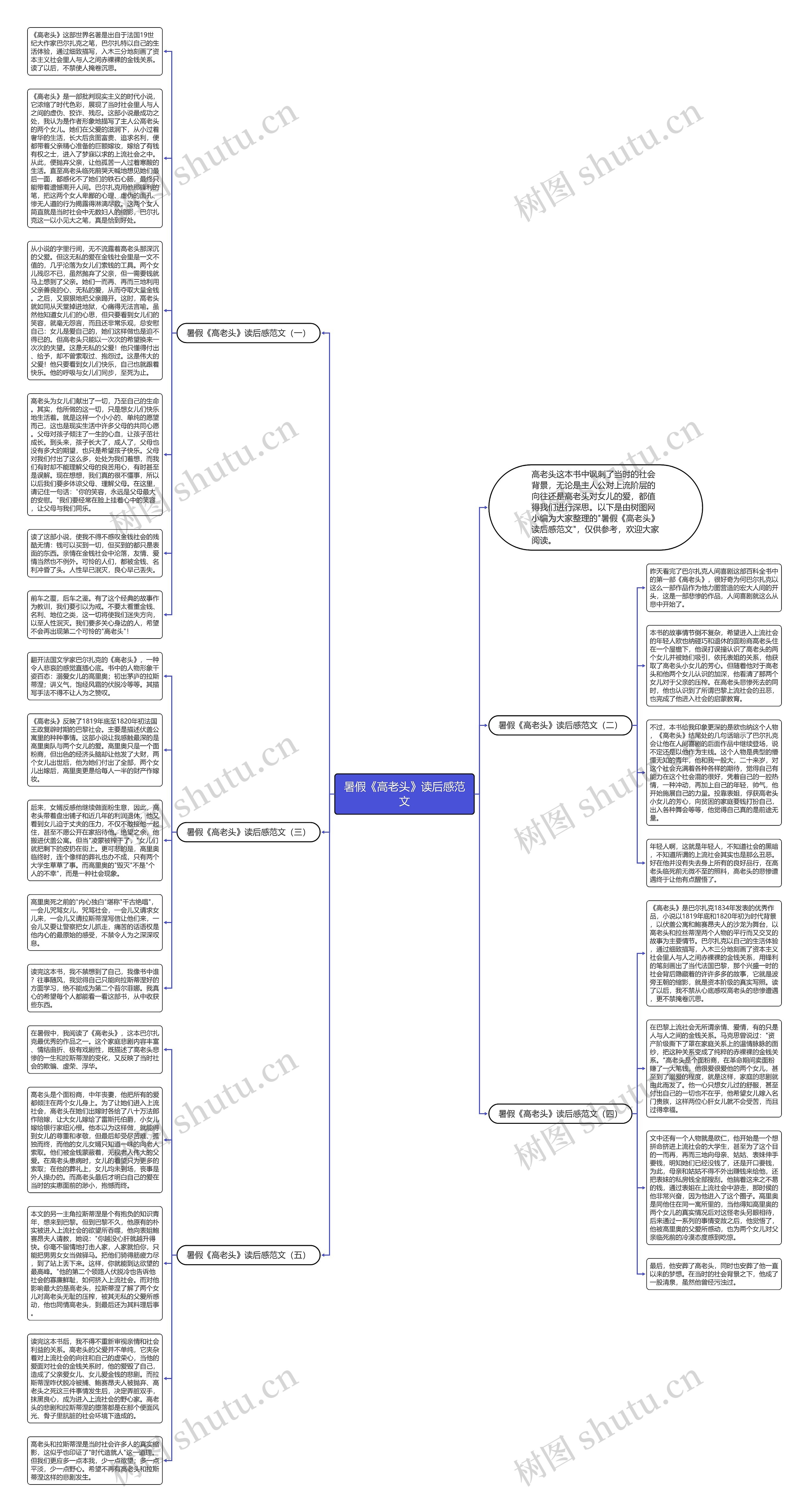 暑假《高老头》读后感范文思维导图
