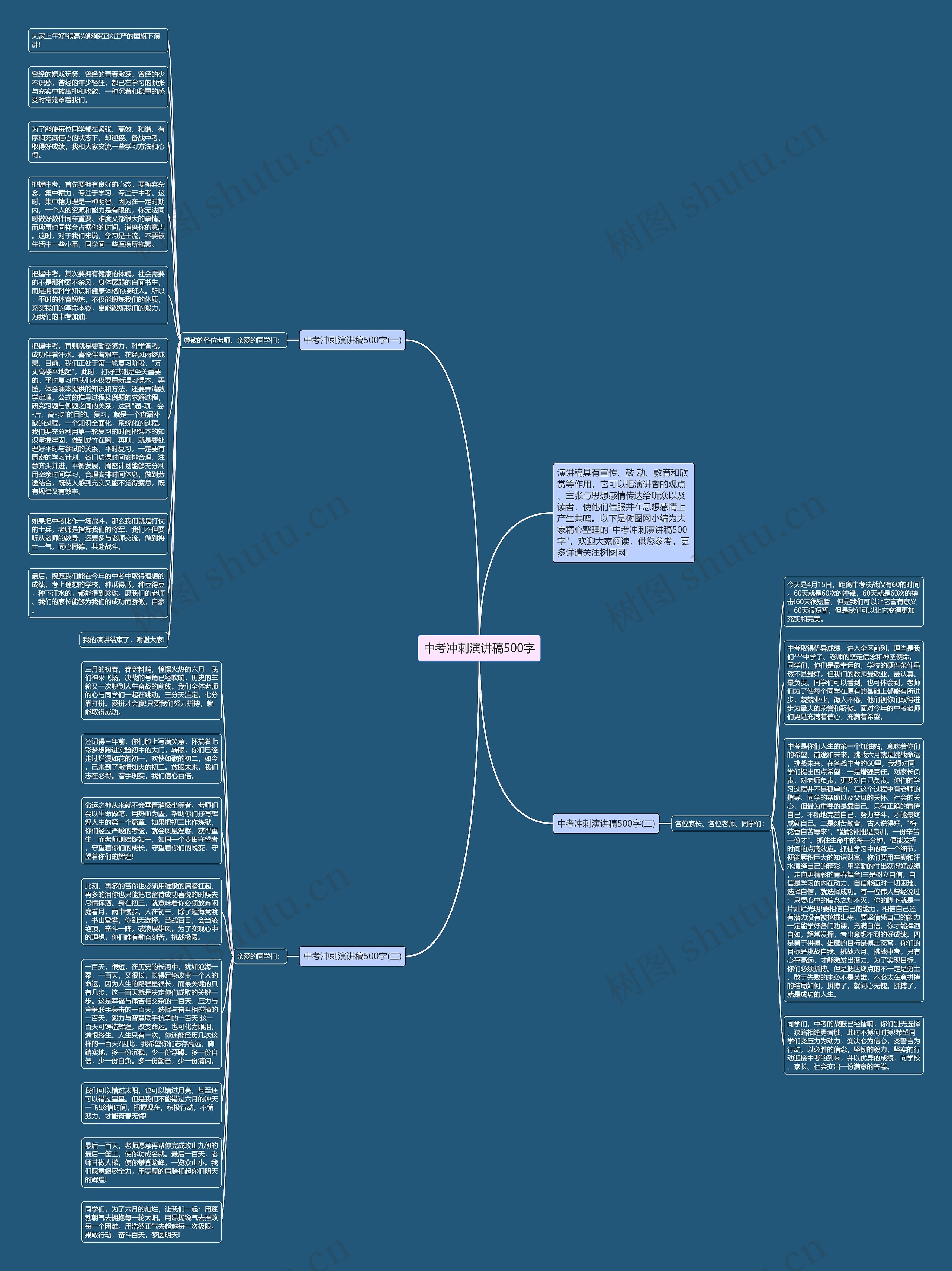 中考冲刺演讲稿500字思维导图