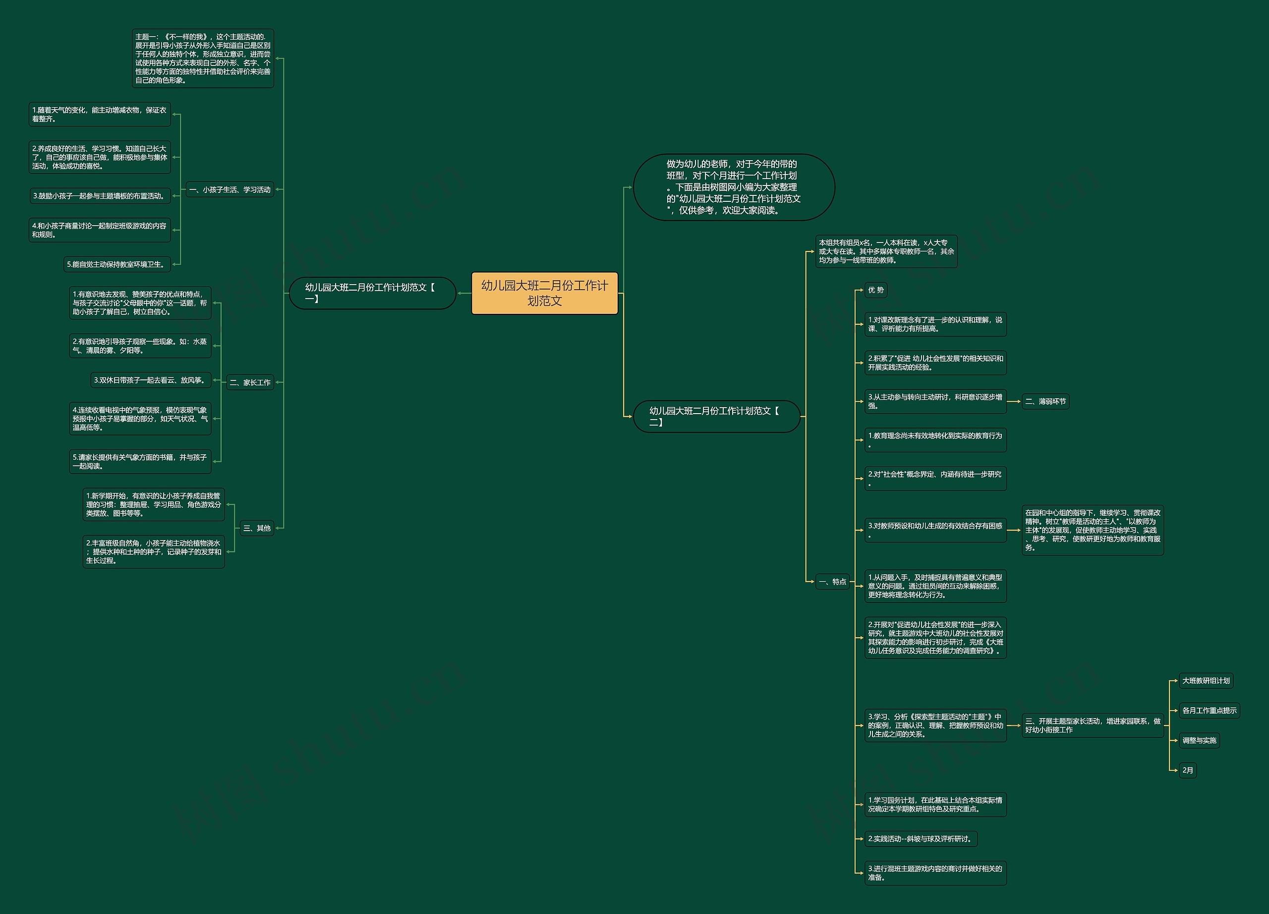 幼儿园大班二月份工作计划范文思维导图