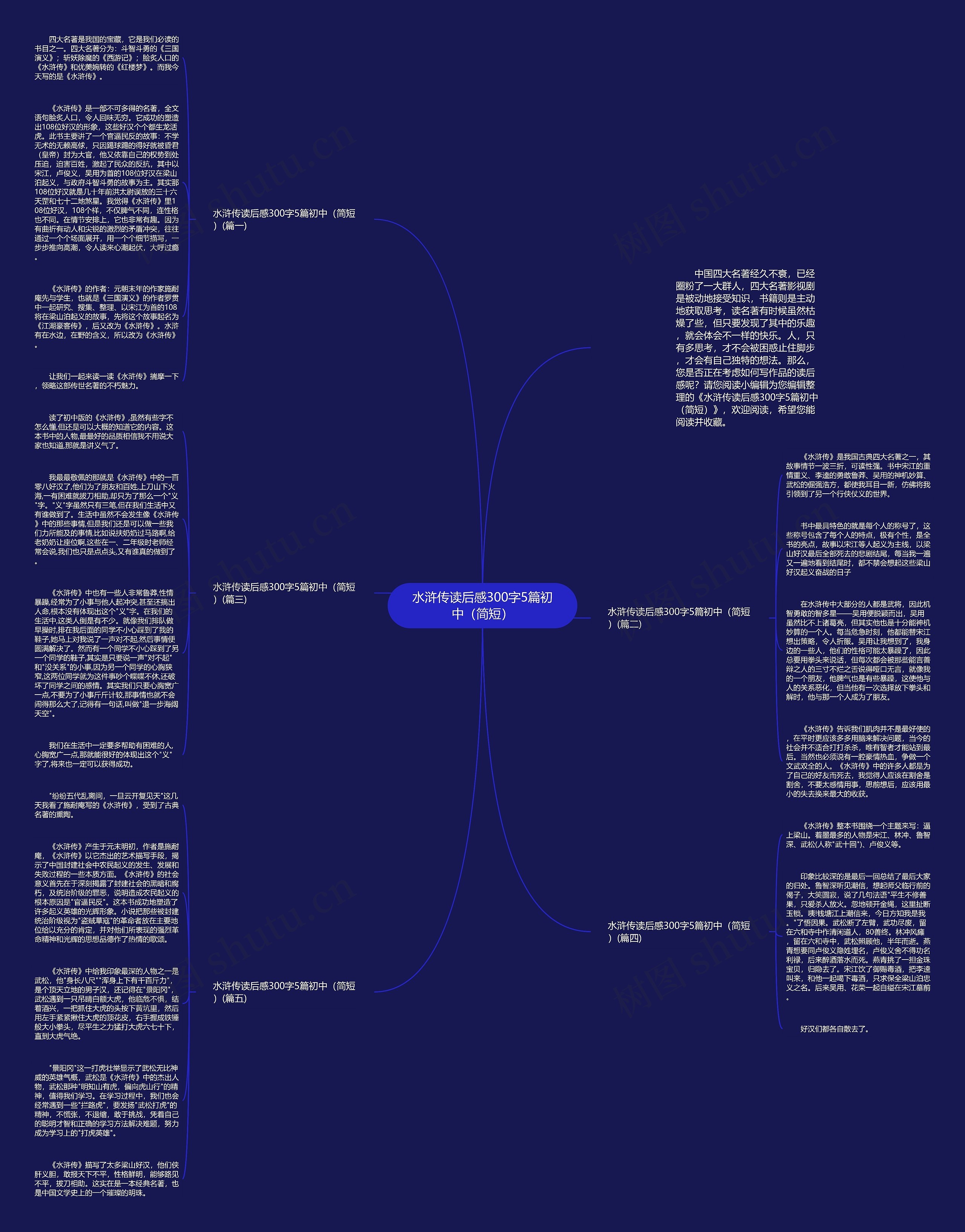 水浒传读后感300字5篇初中（简短）思维导图