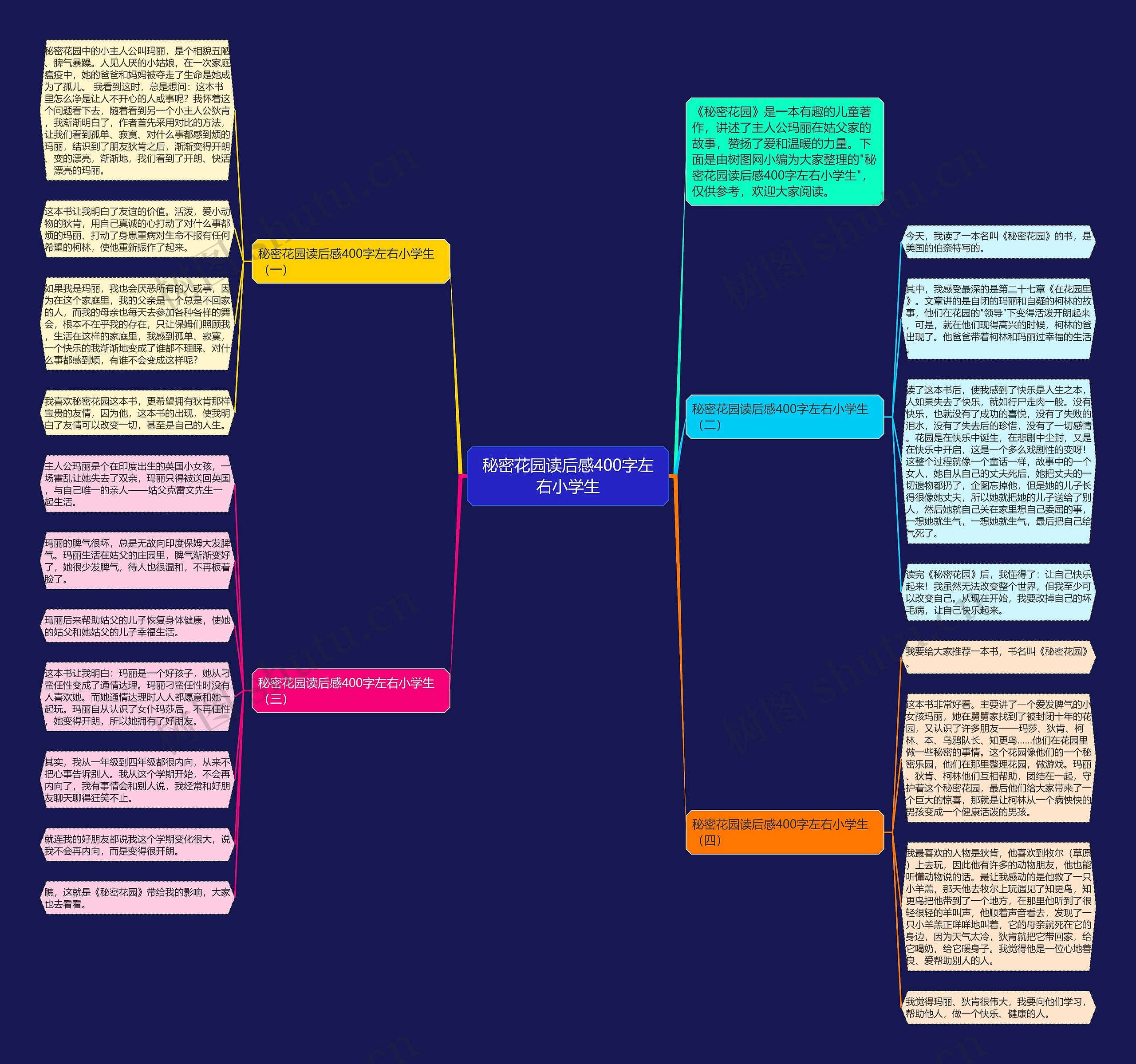 秘密花园读后感400字左右小学生思维导图