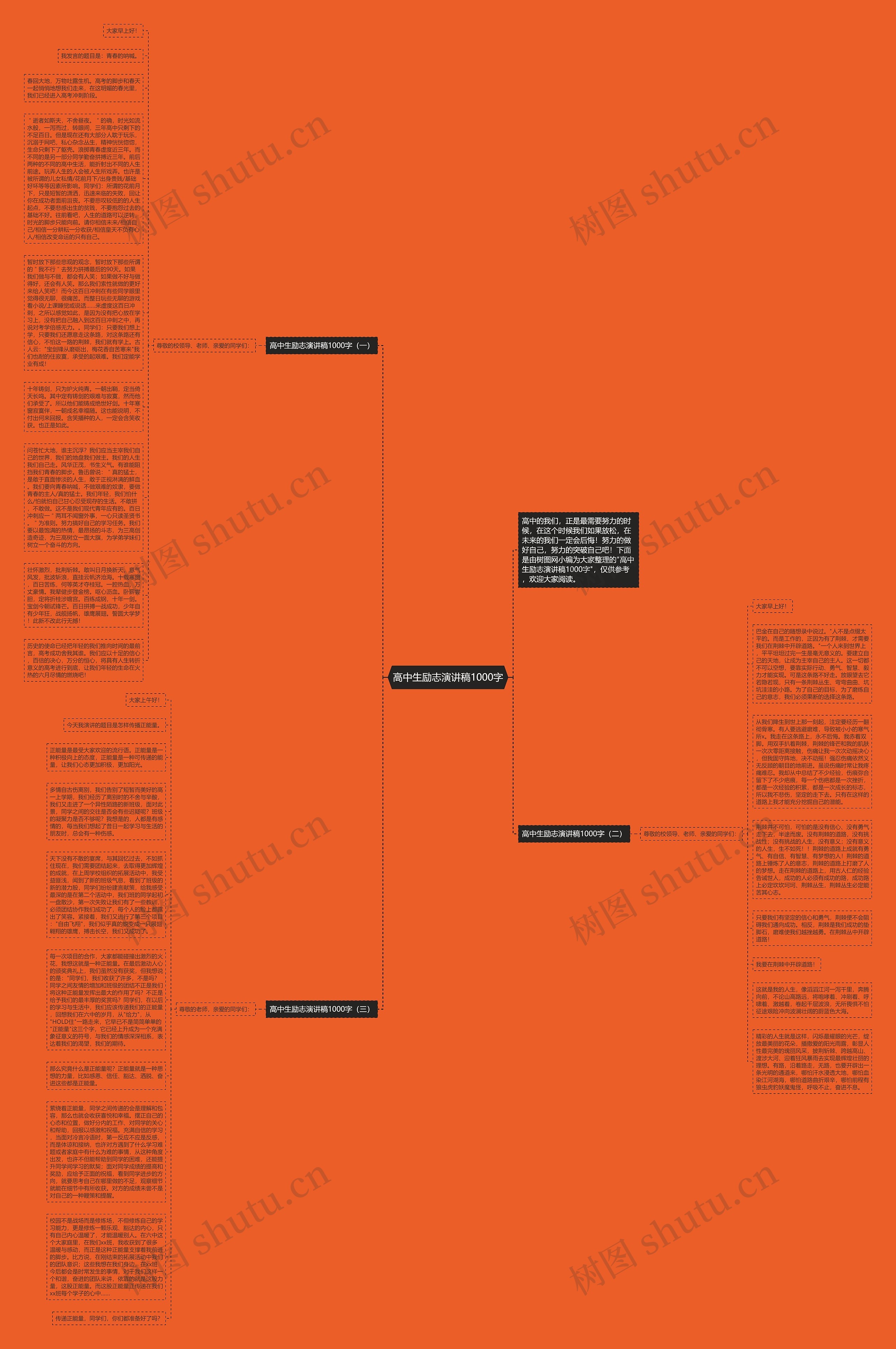 高中生励志演讲稿1000字思维导图