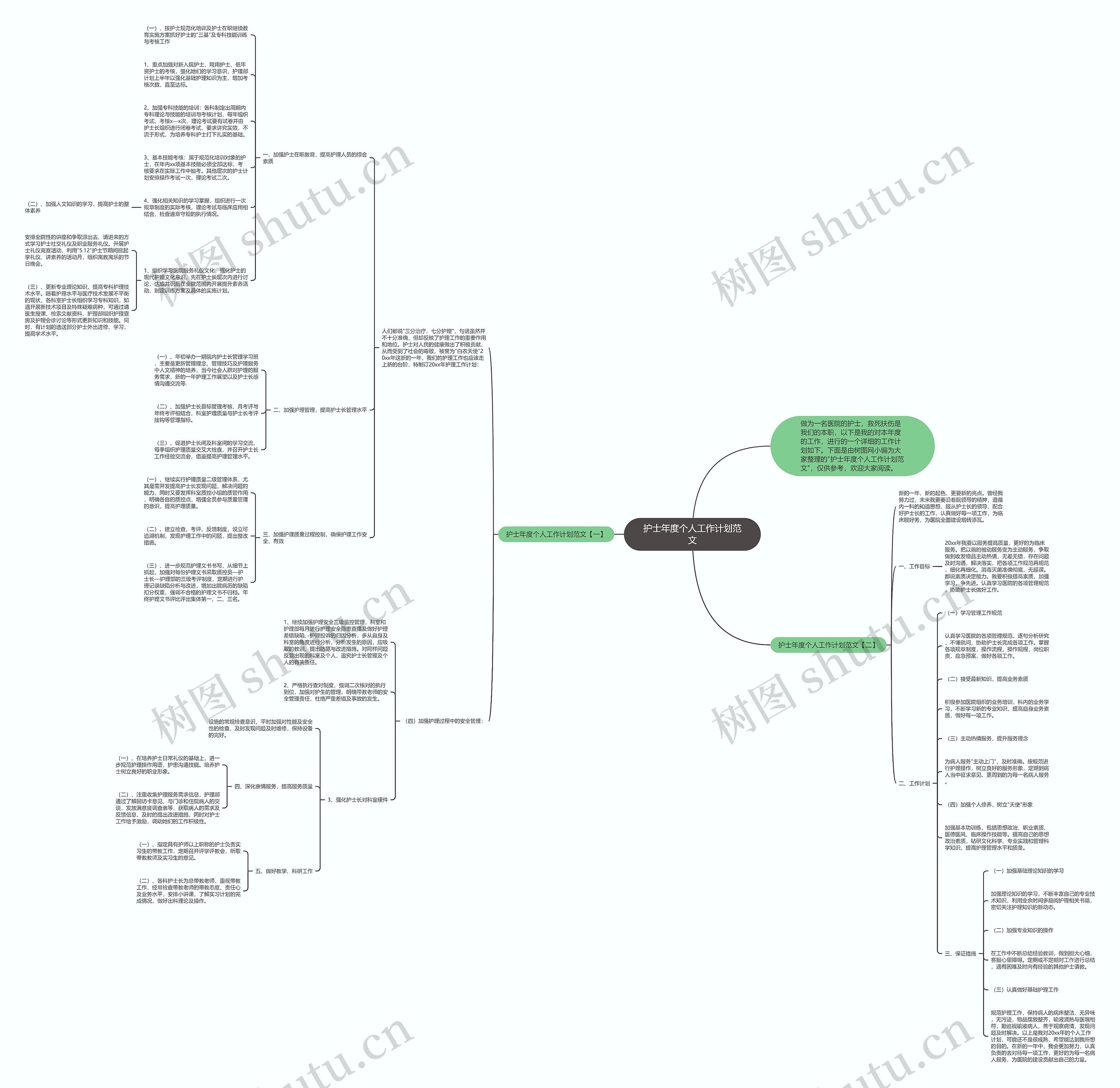 护士年度个人工作计划范文思维导图