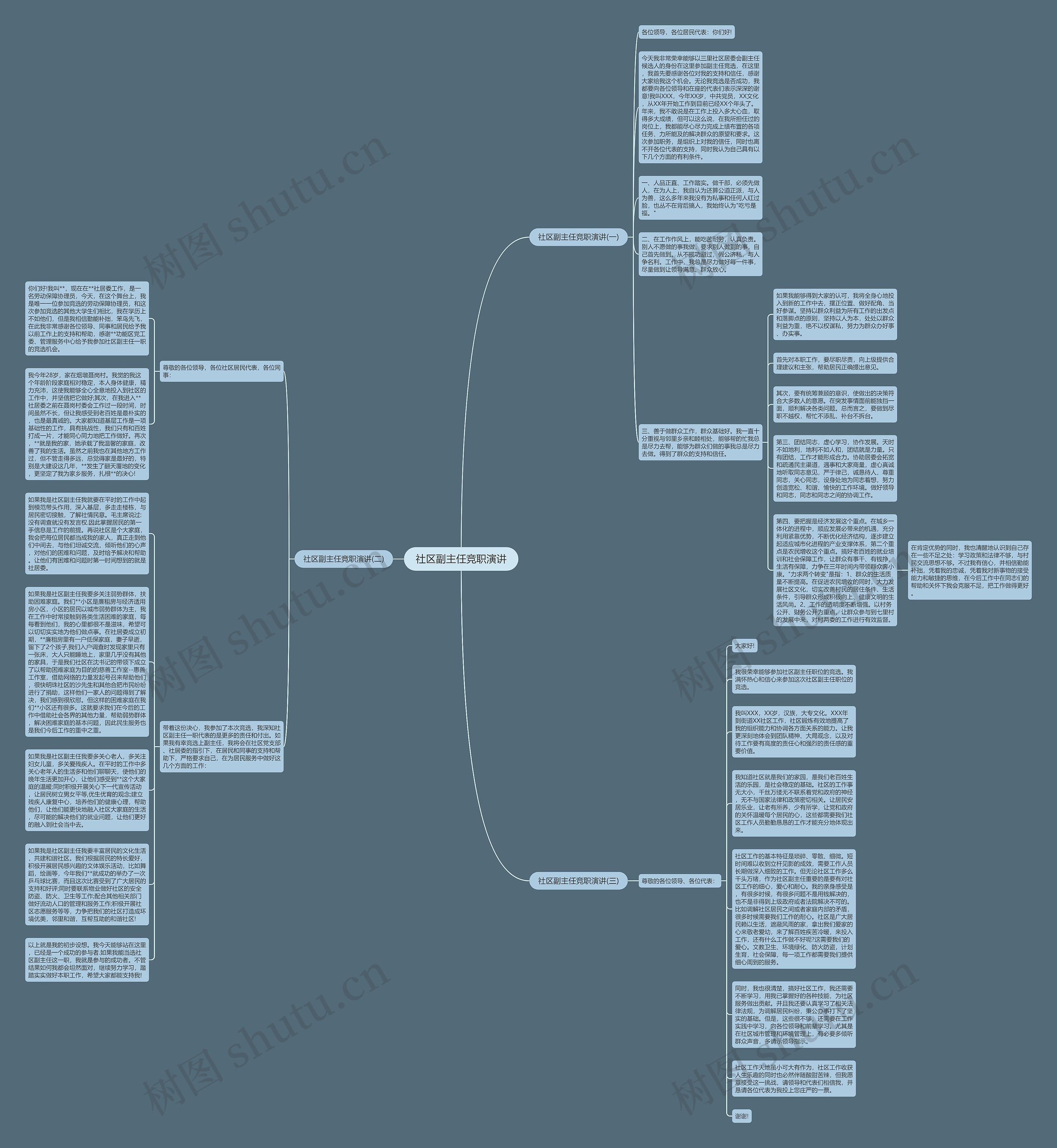社区副主任竞职演讲思维导图