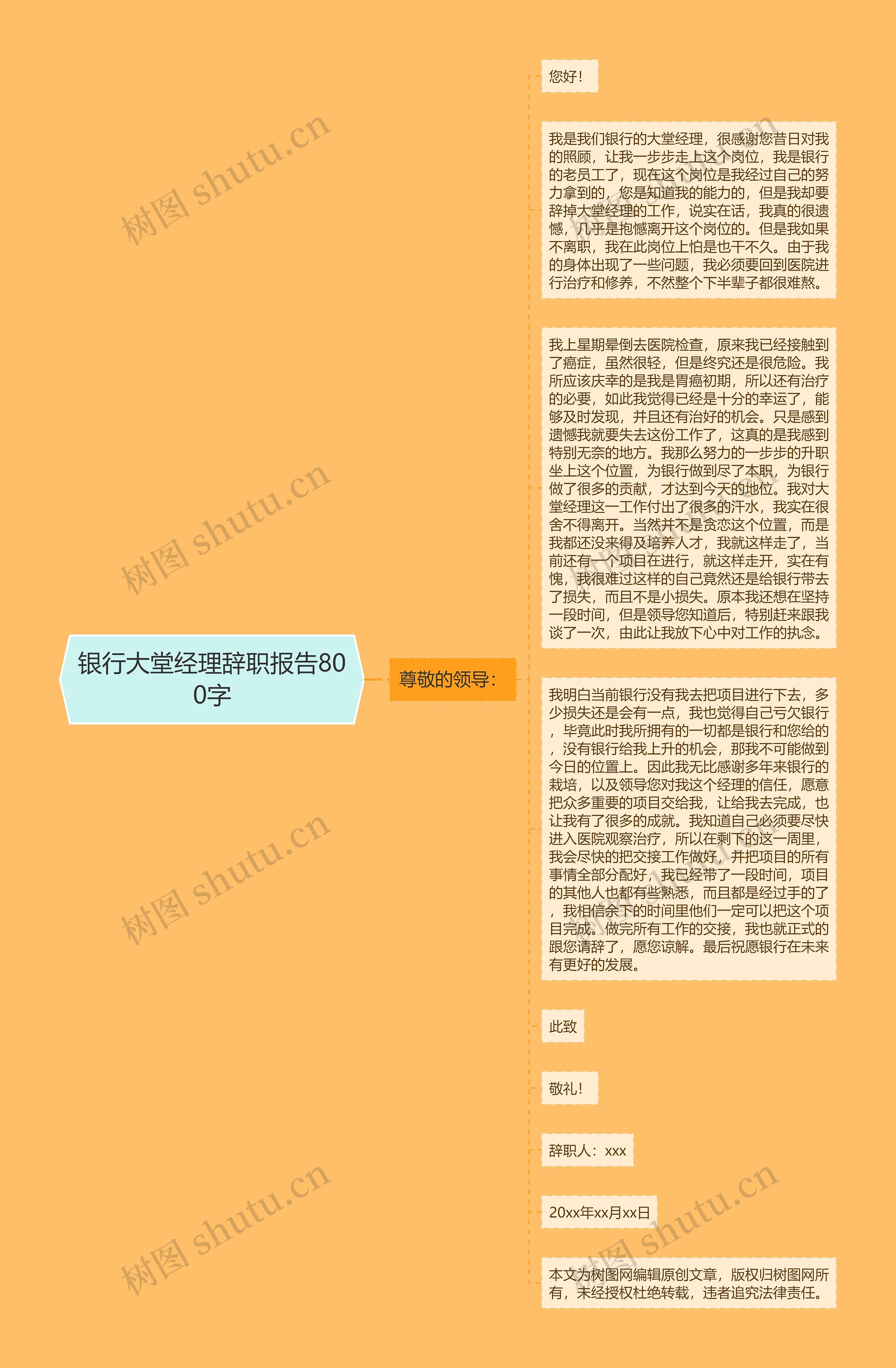 银行大堂经理辞职报告800字