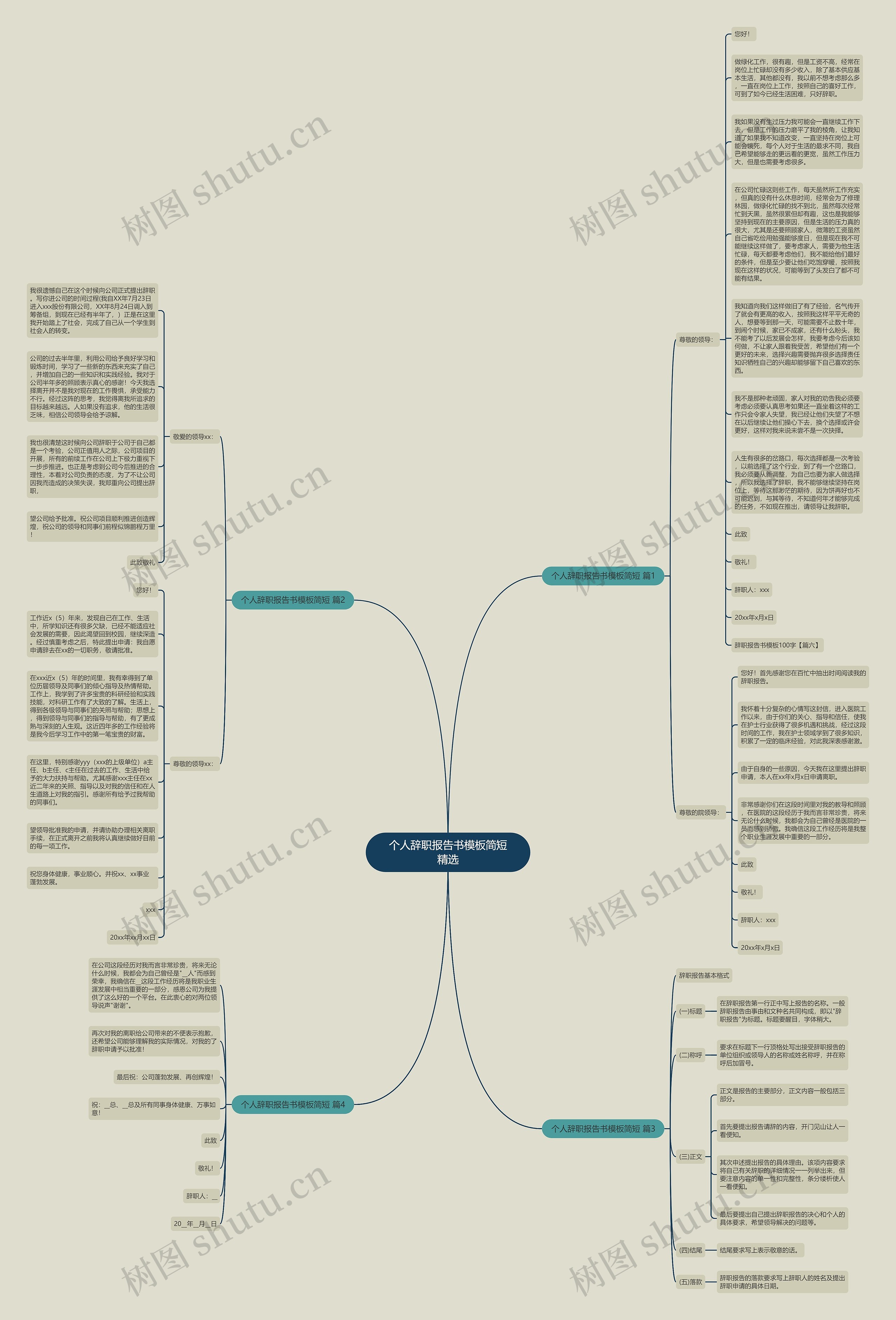 个人辞职报告书简短精选思维导图