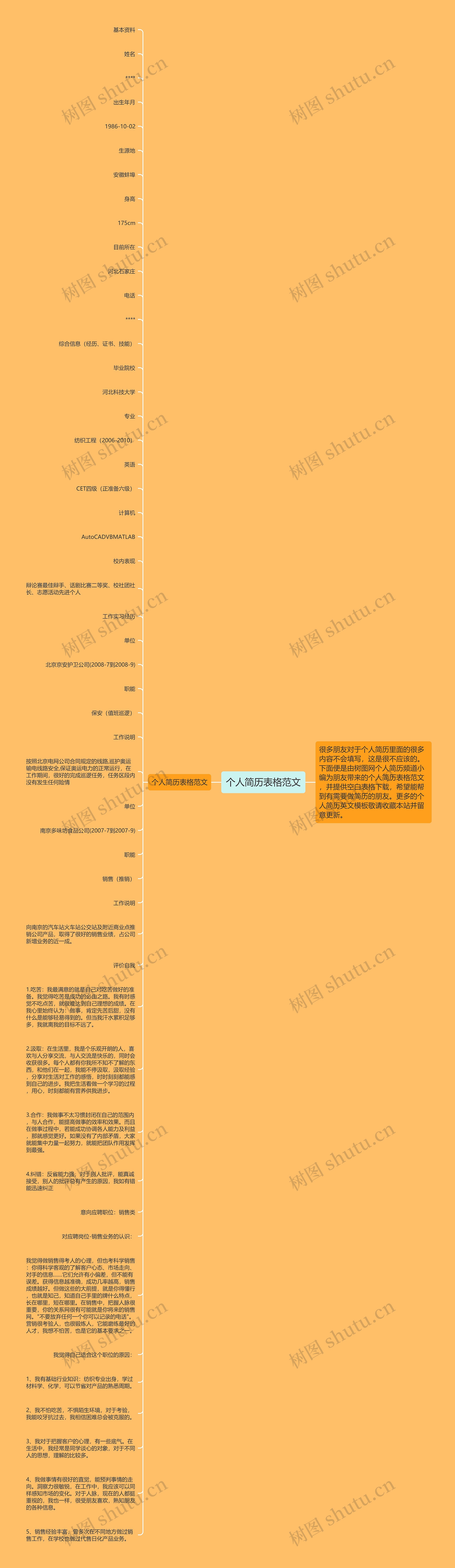 个人简历表格范文