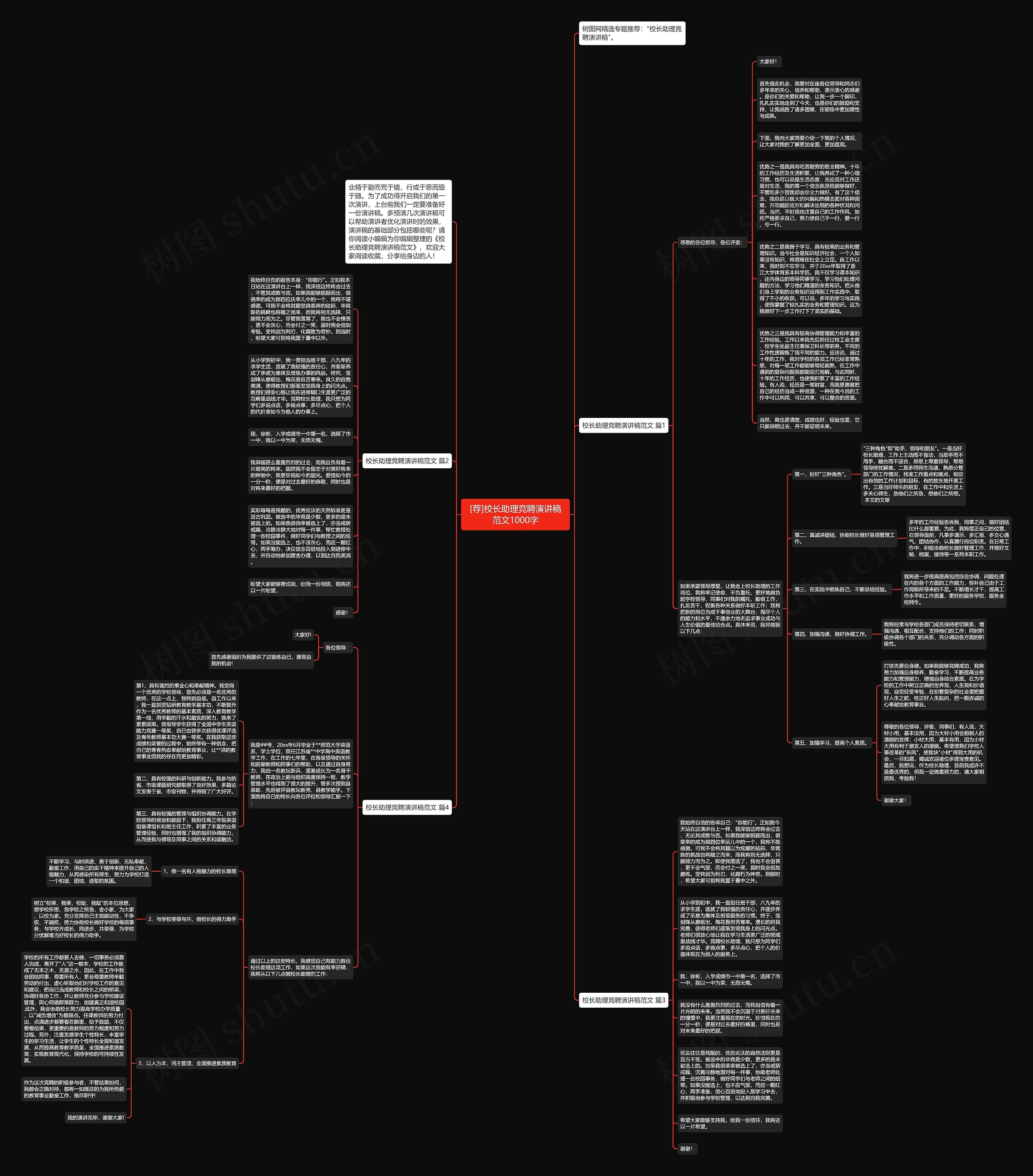 [荐]校长助理竞聘演讲稿范文1000字思维导图