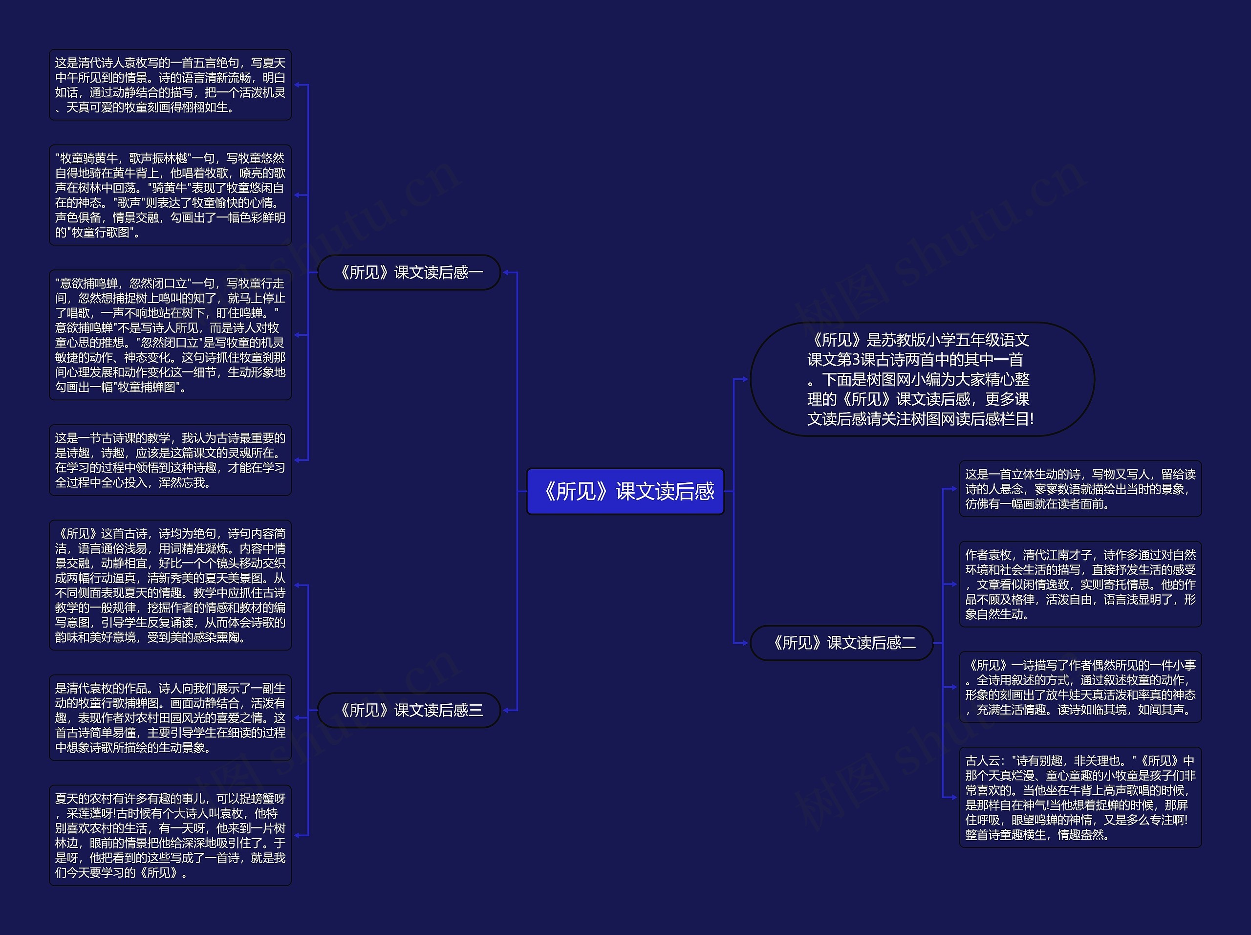 《所见》课文读后感思维导图