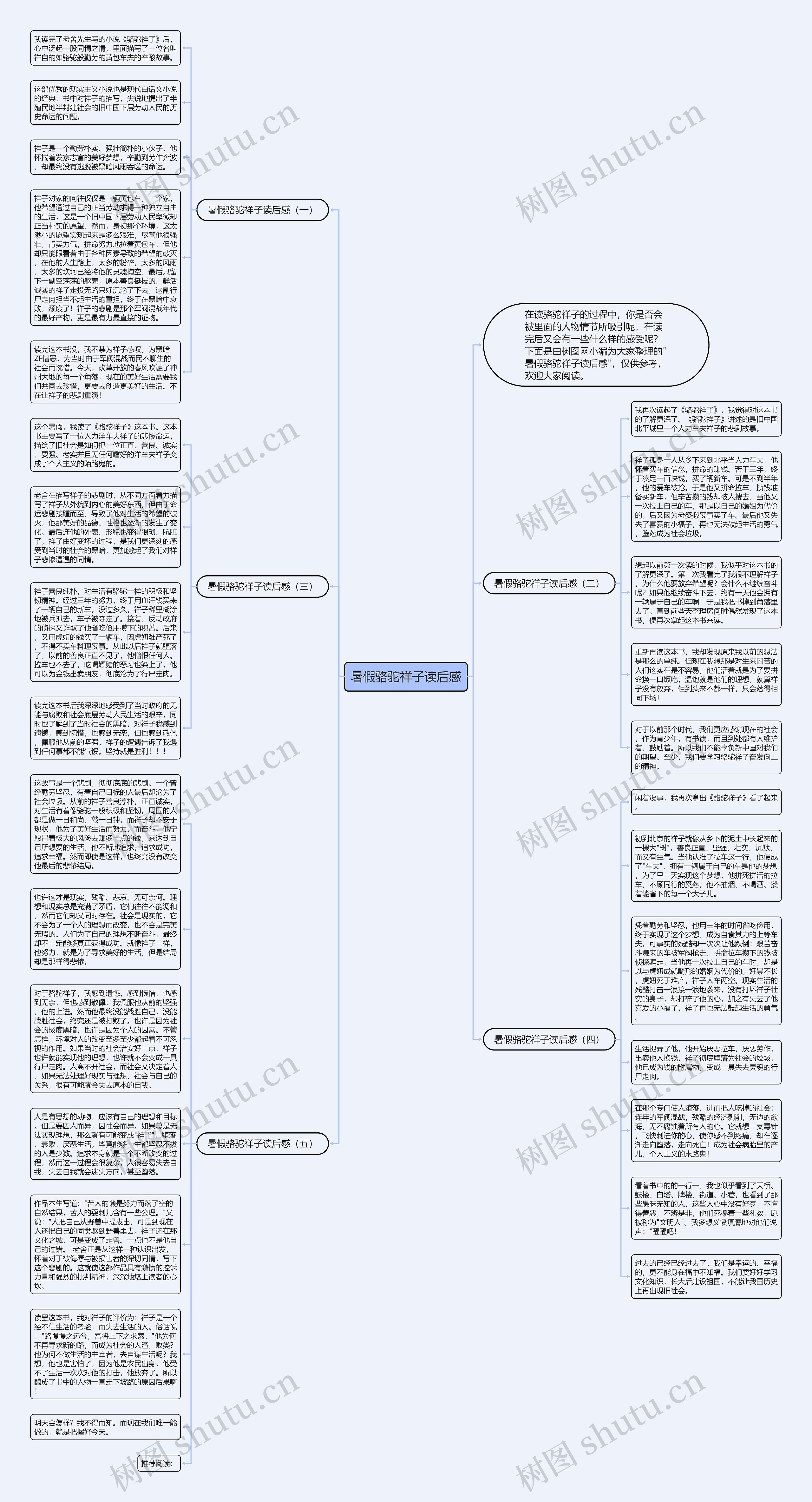 暑假骆驼祥子读后感思维导图