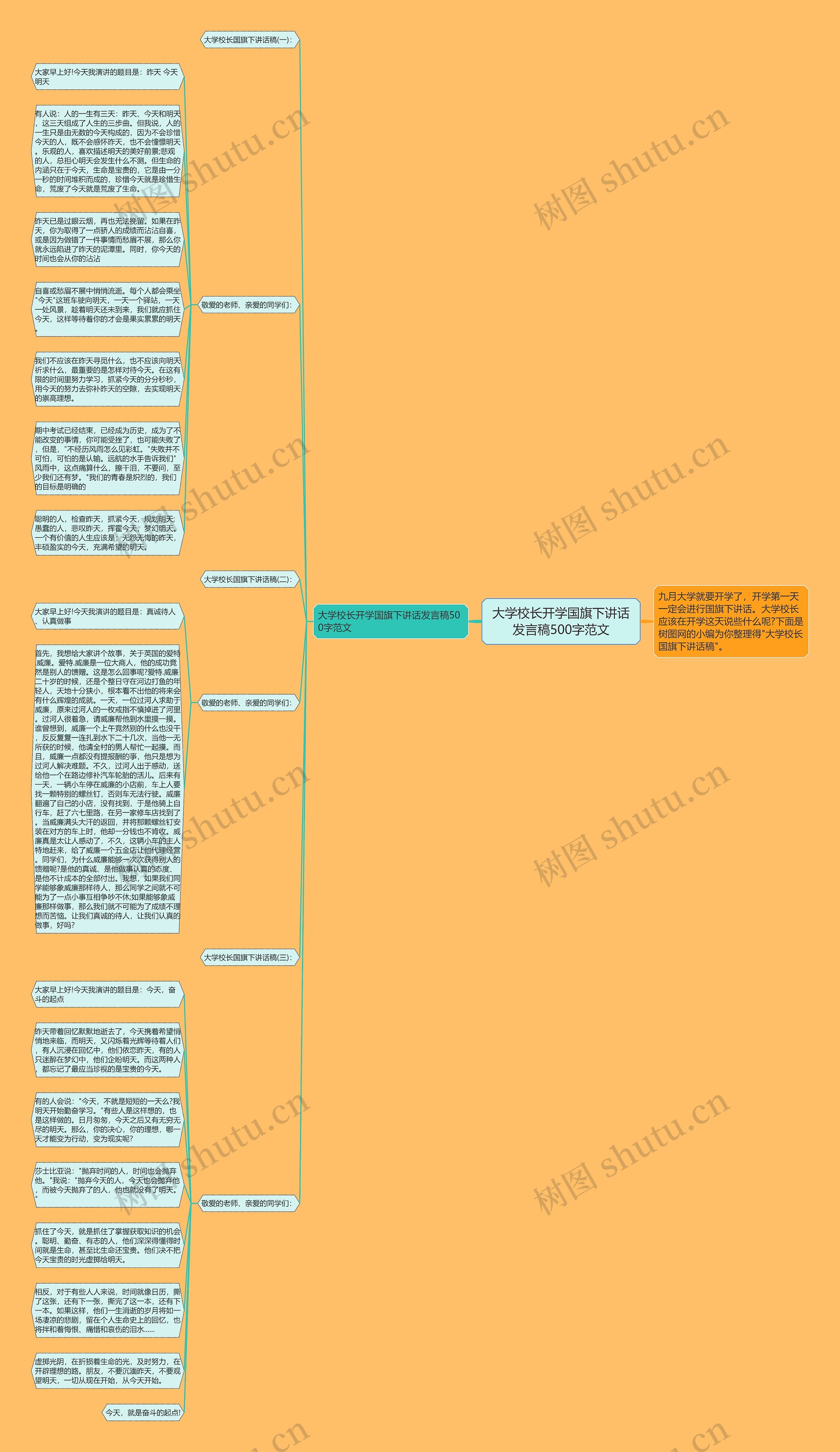大学校长开学国旗下讲话发言稿500字范文思维导图