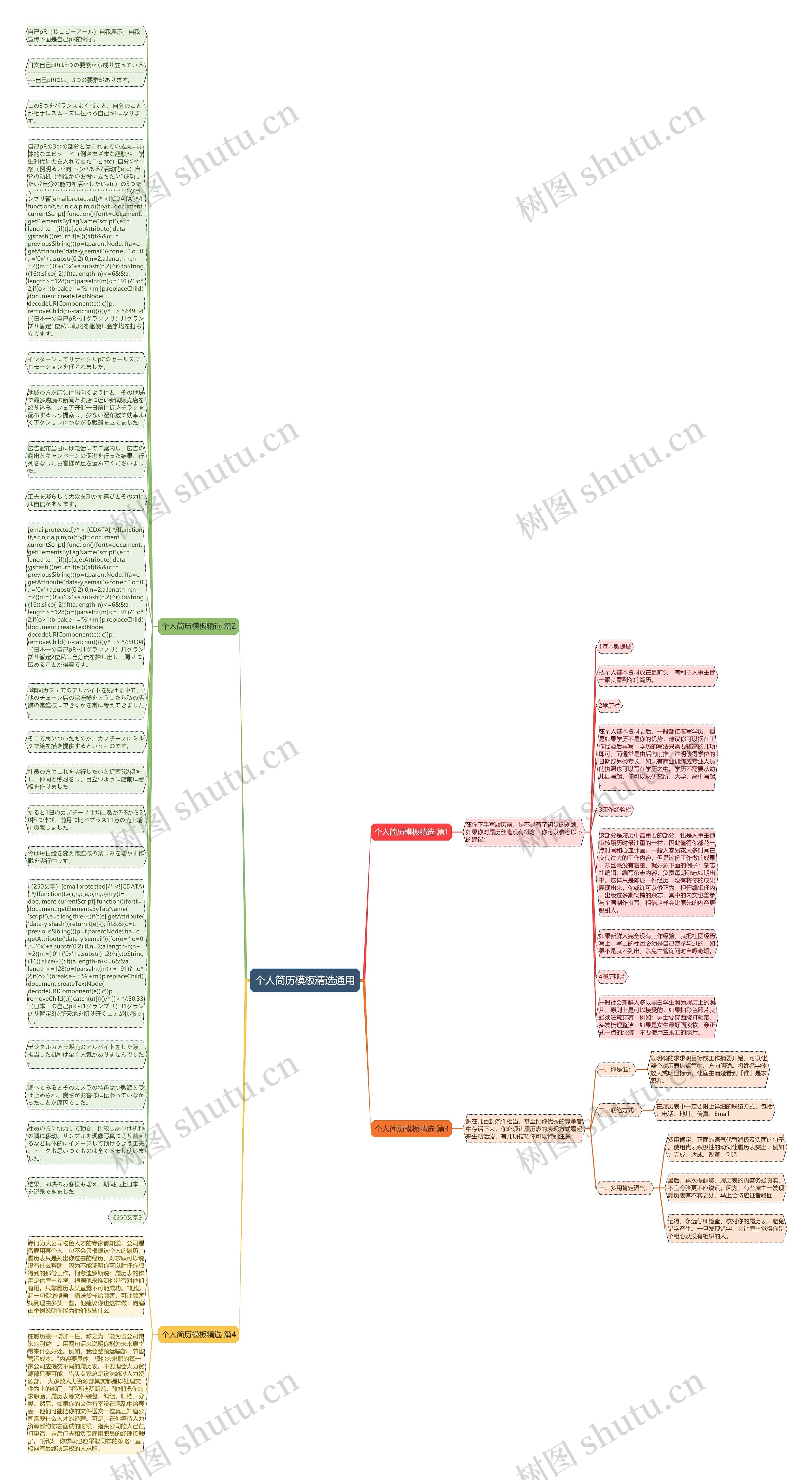 个人简历精选通用思维导图