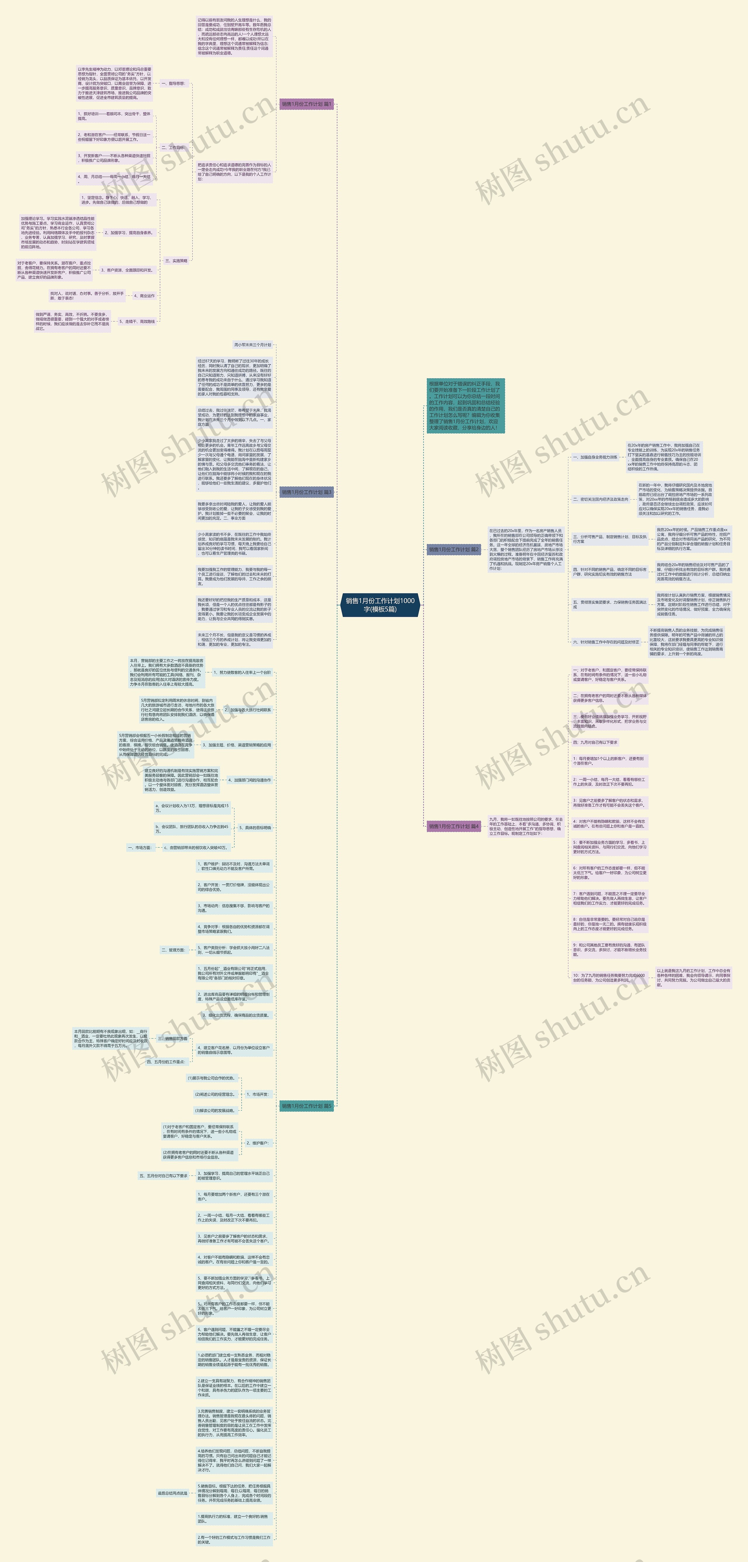 销售1月份工作计划1000字(5篇)思维导图